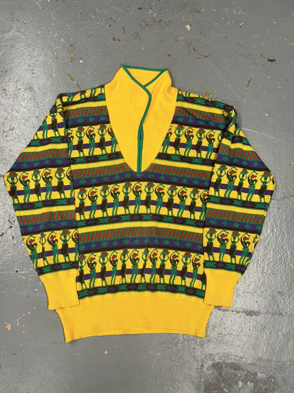 Vintage Crazy Vintage 90s Yellow Knit Pullover Sweatshirt Givy Size US S / EU 44-46 / 1 - 1 Thumbnail