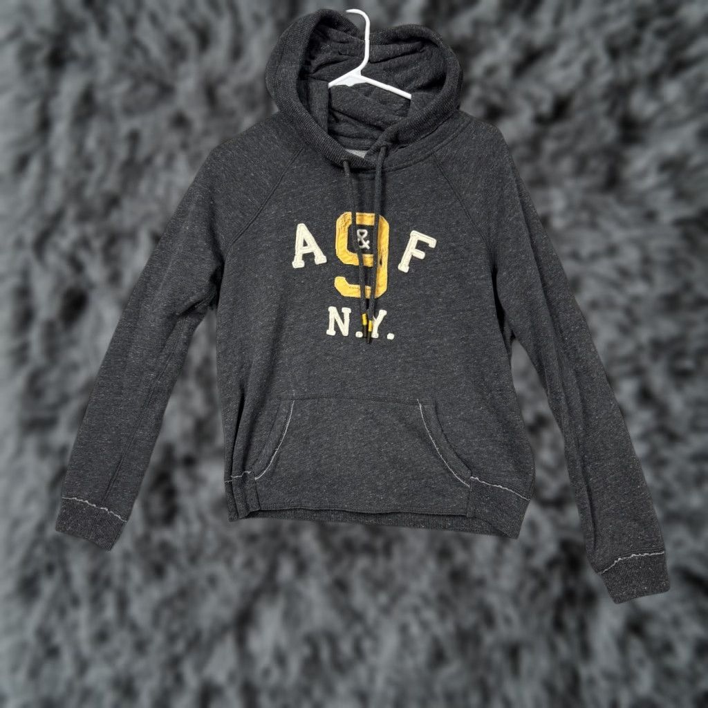 Abercrombie & Fitch VINTAGE Abercrombie & Fitch Hoodie Womens L Gray Preppy 90s NY A&F 9 NY Graphic Print Pullover Size L / US 10 / IT 46 - 1 Thumbnail