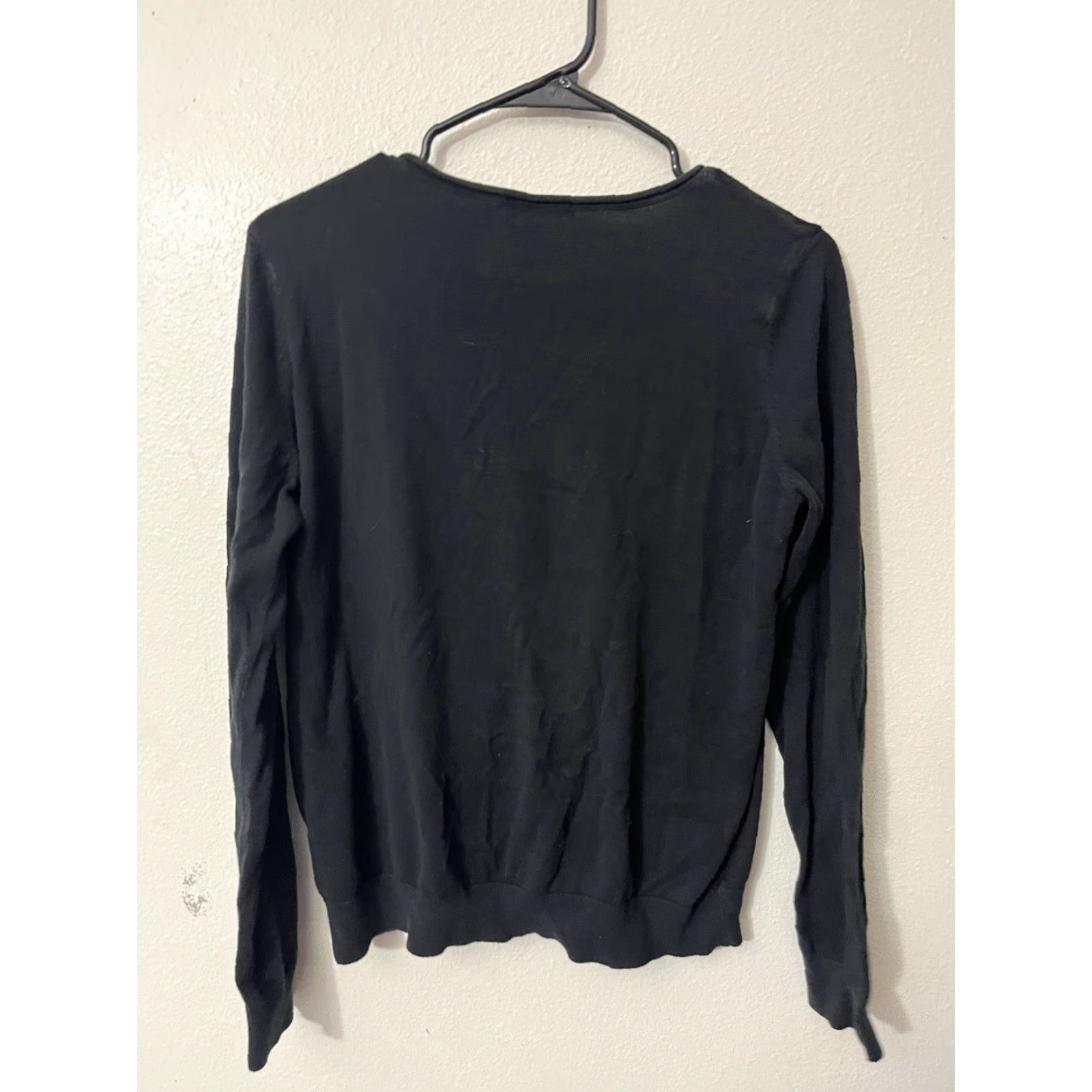 H&M H&M Basic Black Cardigan Sweater Women's L Long Sleeve V-Neck Button Front Size L / US 10 / IT 46 - 3 Thumbnail