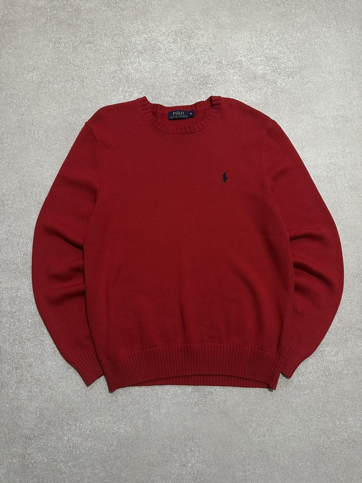 Polo Ralph Lauren × Vintage Polo Ralph Lauren 100% Cotton Basic Red Sweater Crewneck Size US M / EU 48-50 / 2 - 1 Thumbnail