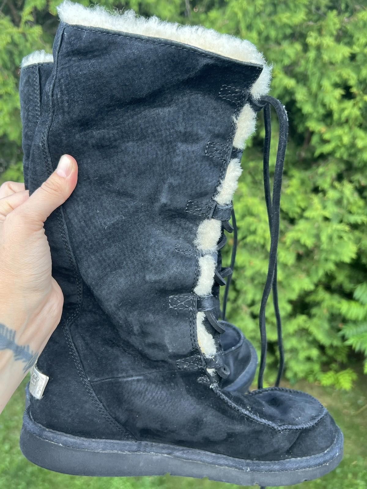 Ugg UGG Whitley Black Suede Winter Boots Tall Lace Up Womens Sz8 Size US 8 / IT 38 - 4 Thumbnail