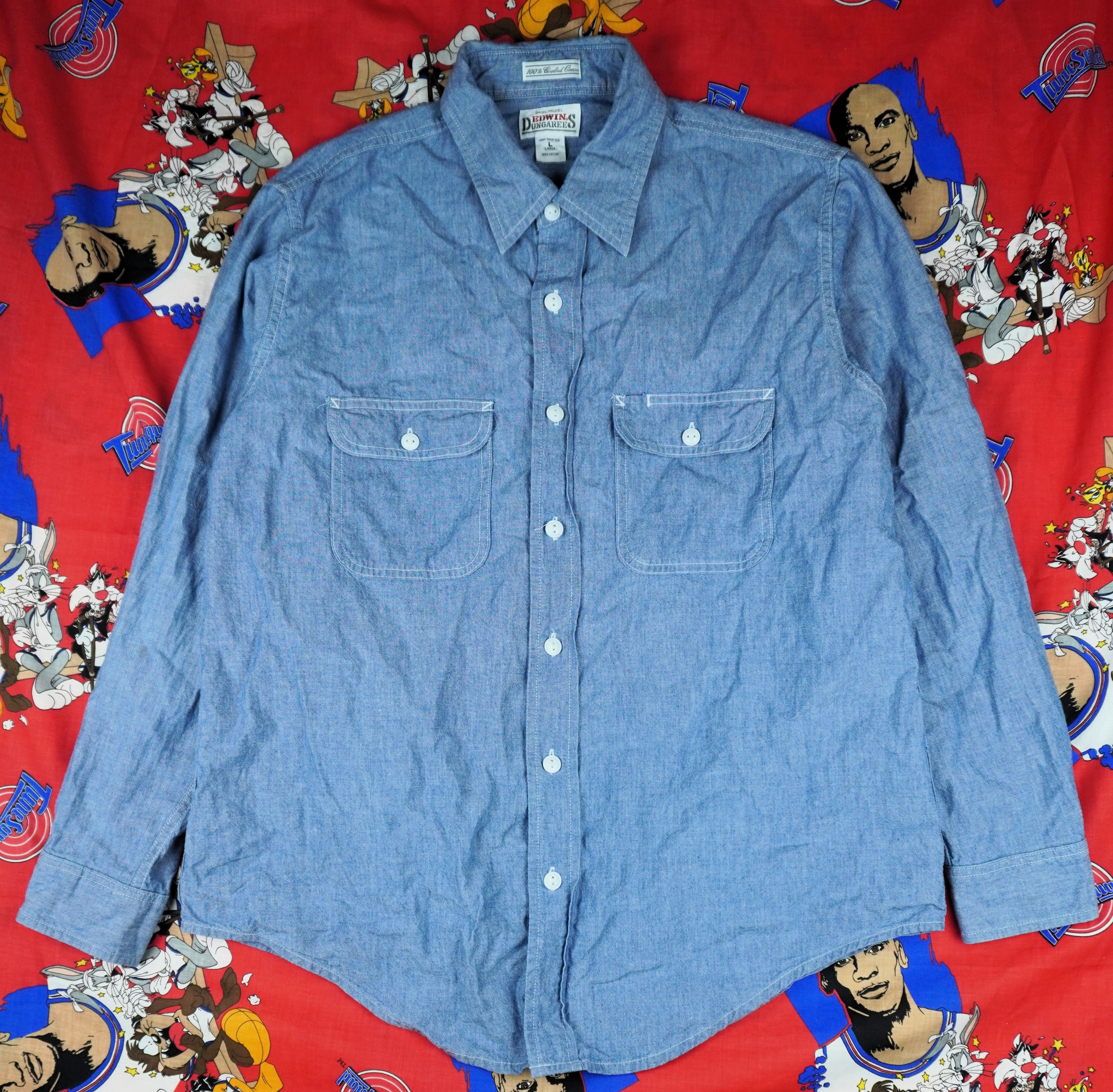 Edwin Vtg Edwin Dungarees Chambray Long Sleeve Double Lot 5041 Size US L / EU 52-54 / 3 - 1 Thumbnail