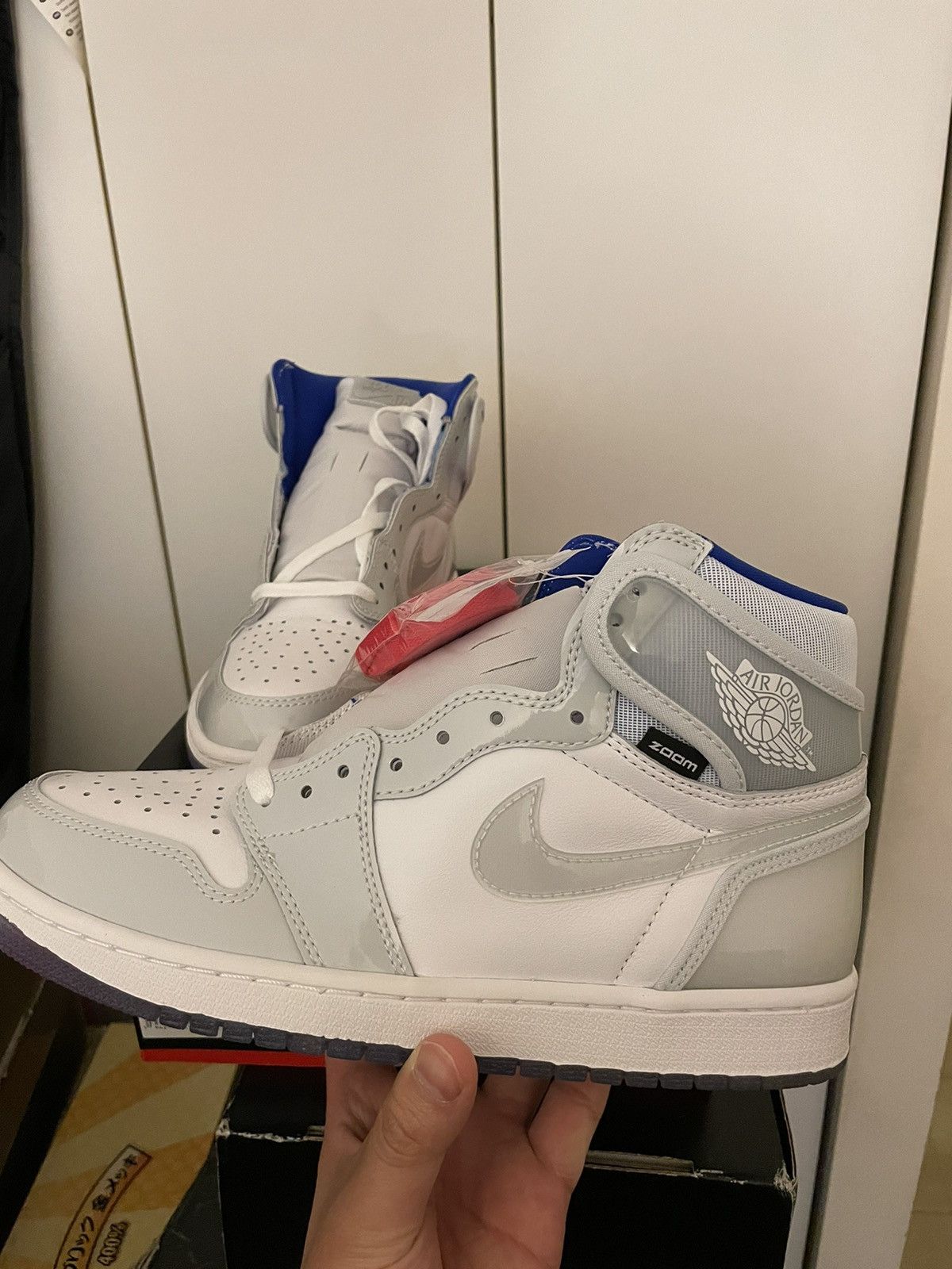 image of Jordan Nike Air Jordan 1 Retro High Zoom White Racer Blue Size 9 Shoes, Men's