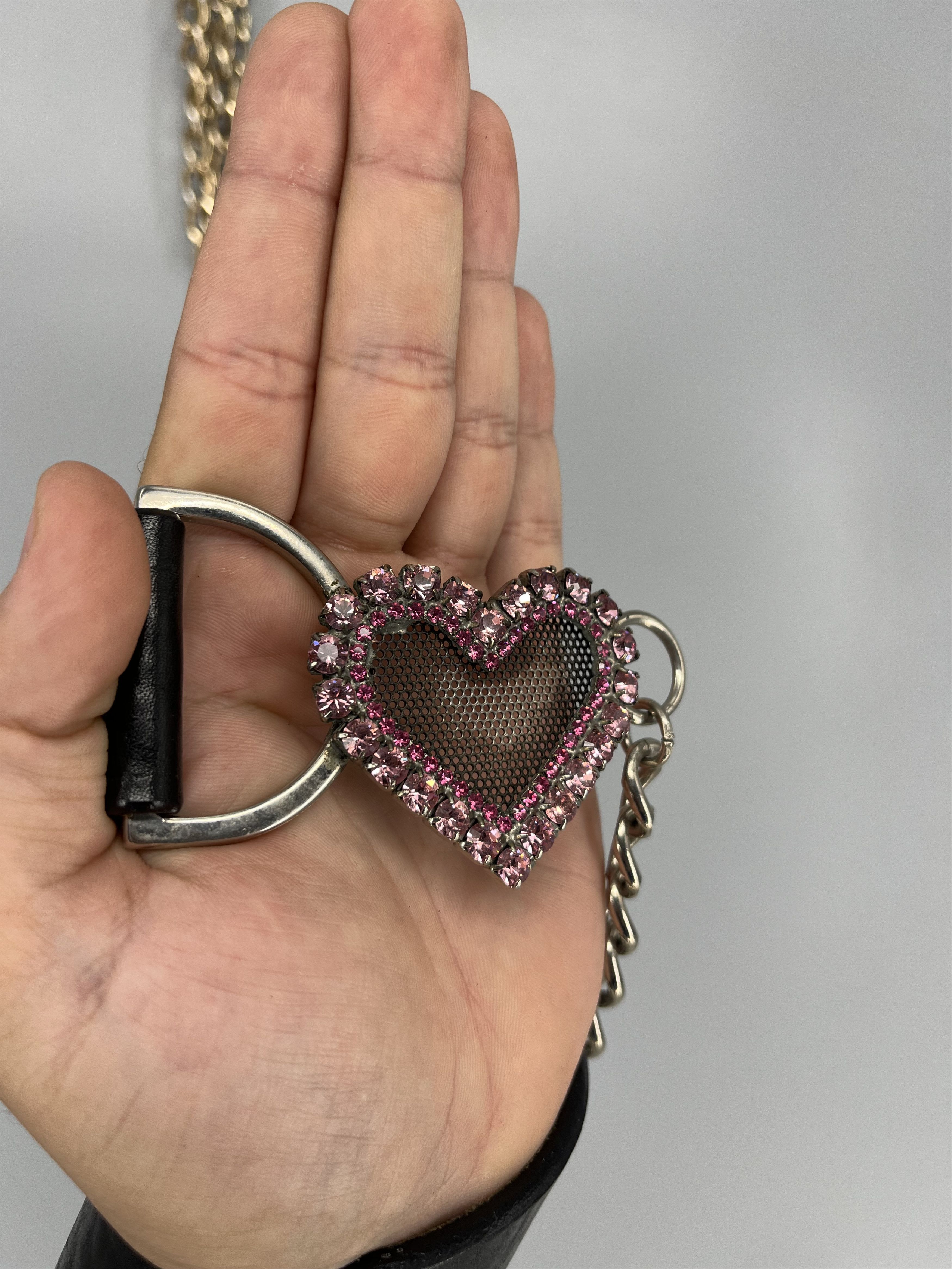 Iceberg ICEBERG Leather Belt with Chain & Pink Heart Charm Size ONE SIZE - 2 Thumbnail