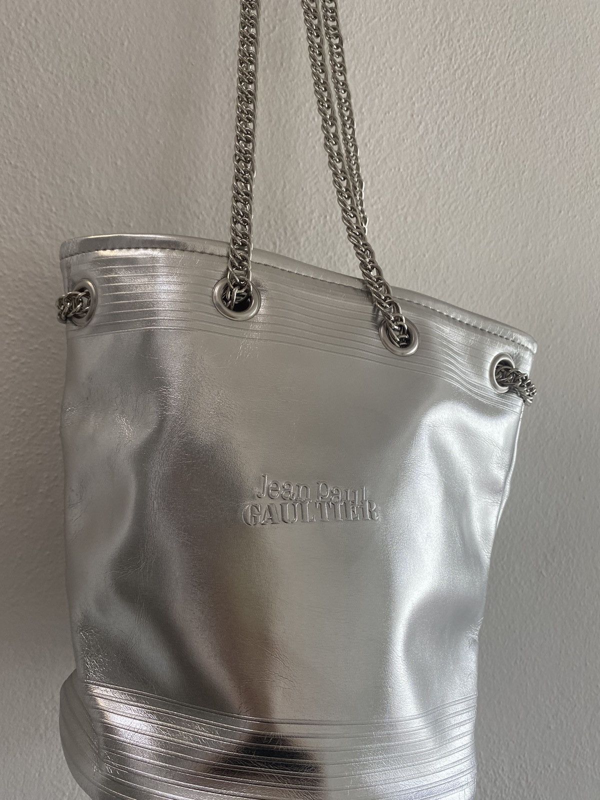 Jean Paul Gaultier RARE Jean Paul Gaultier Vegan Leather Silver Bucket Bag Size ONE SIZE - 2 Thumbnail