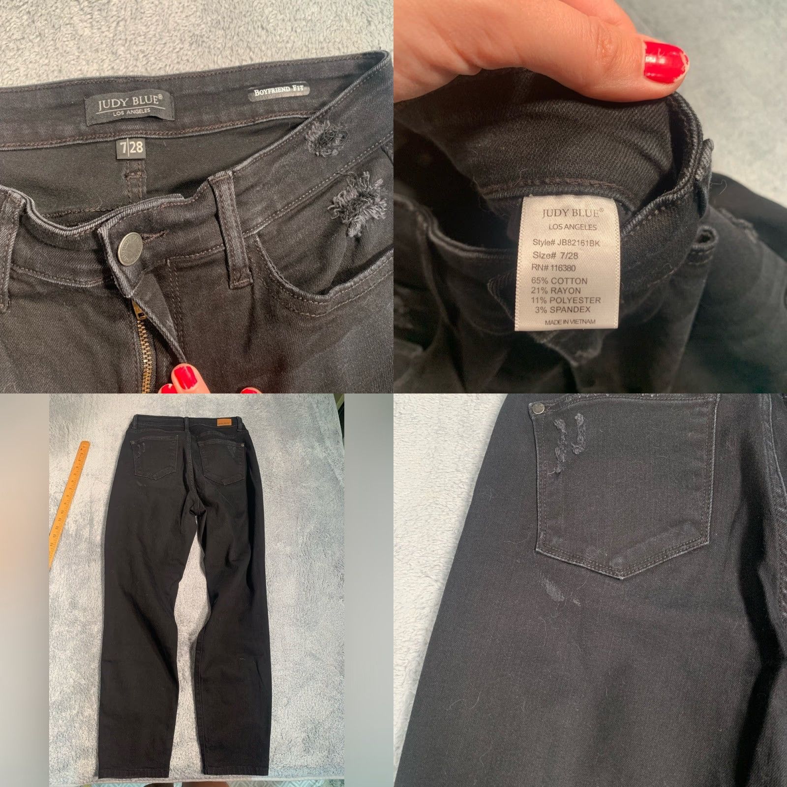 Vintage Judy Blue Boyfriend Fit Black Distressed Jeans Women 28 Black Jeans Women Boyfriend Style Regular Size 28 Distressed Black Judy Blue Property Size 28" / US 6 / IT 42 - 8 Thumbnail