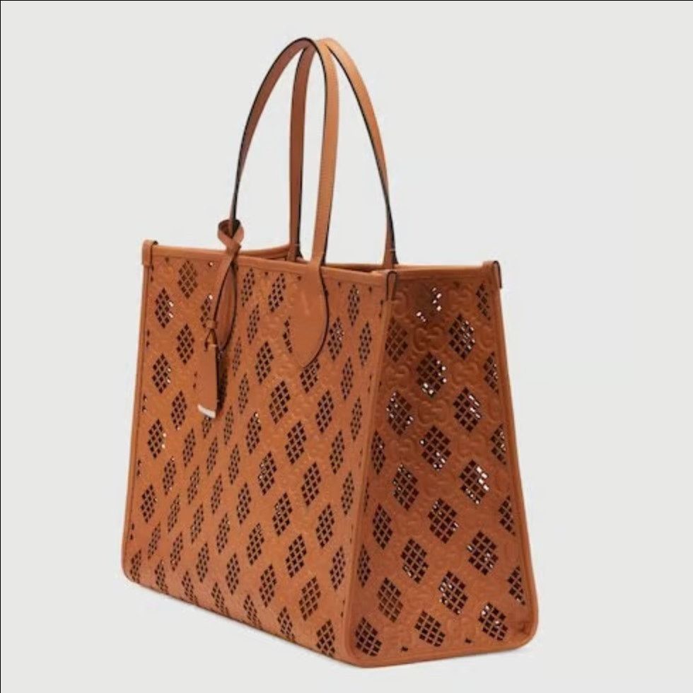 Gucci Gucci Ophidia Perforated Leather Tote Bag | Brown | NWT Size ONE SIZE - 2 Thumbnail