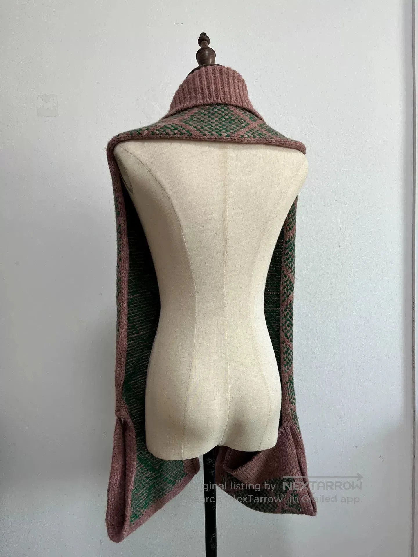 Dries Van Noten Dries van Noten Pink Green Argyle Scarf. Size ONE SIZE - 5 Thumbnail