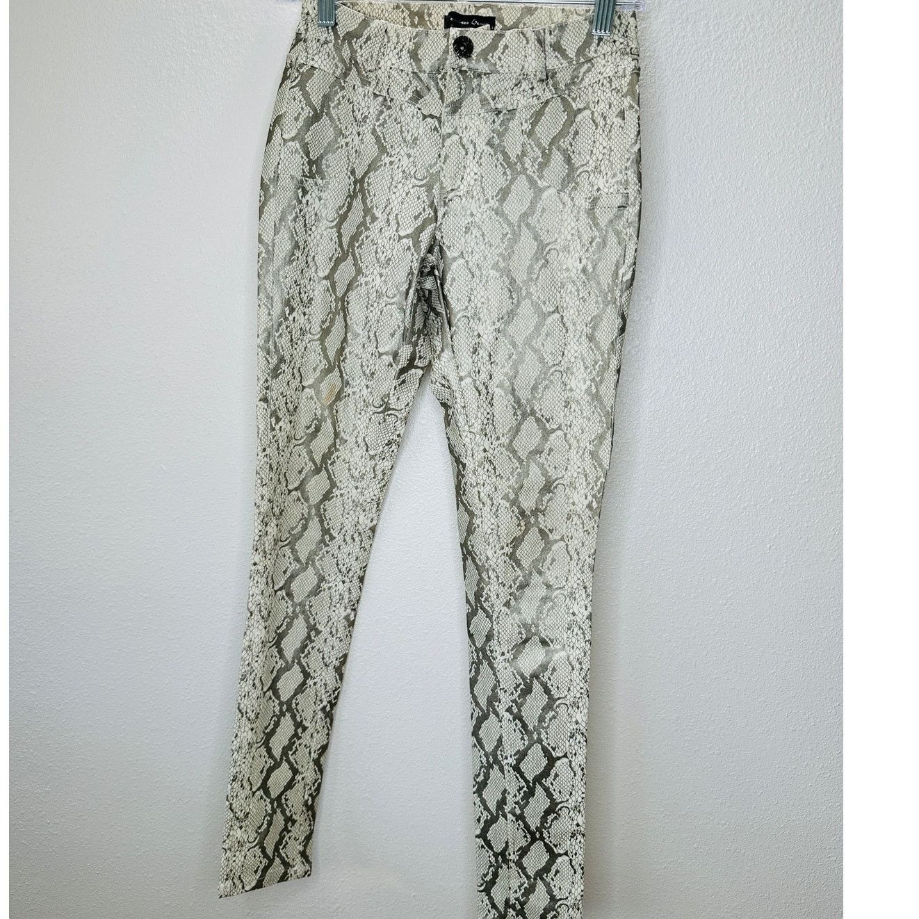 Other Caribbean Queen Cream Silver Snake Print Zip Skinny Jegging Size 27" / US 4 / IT 40 - 6 Thumbnail