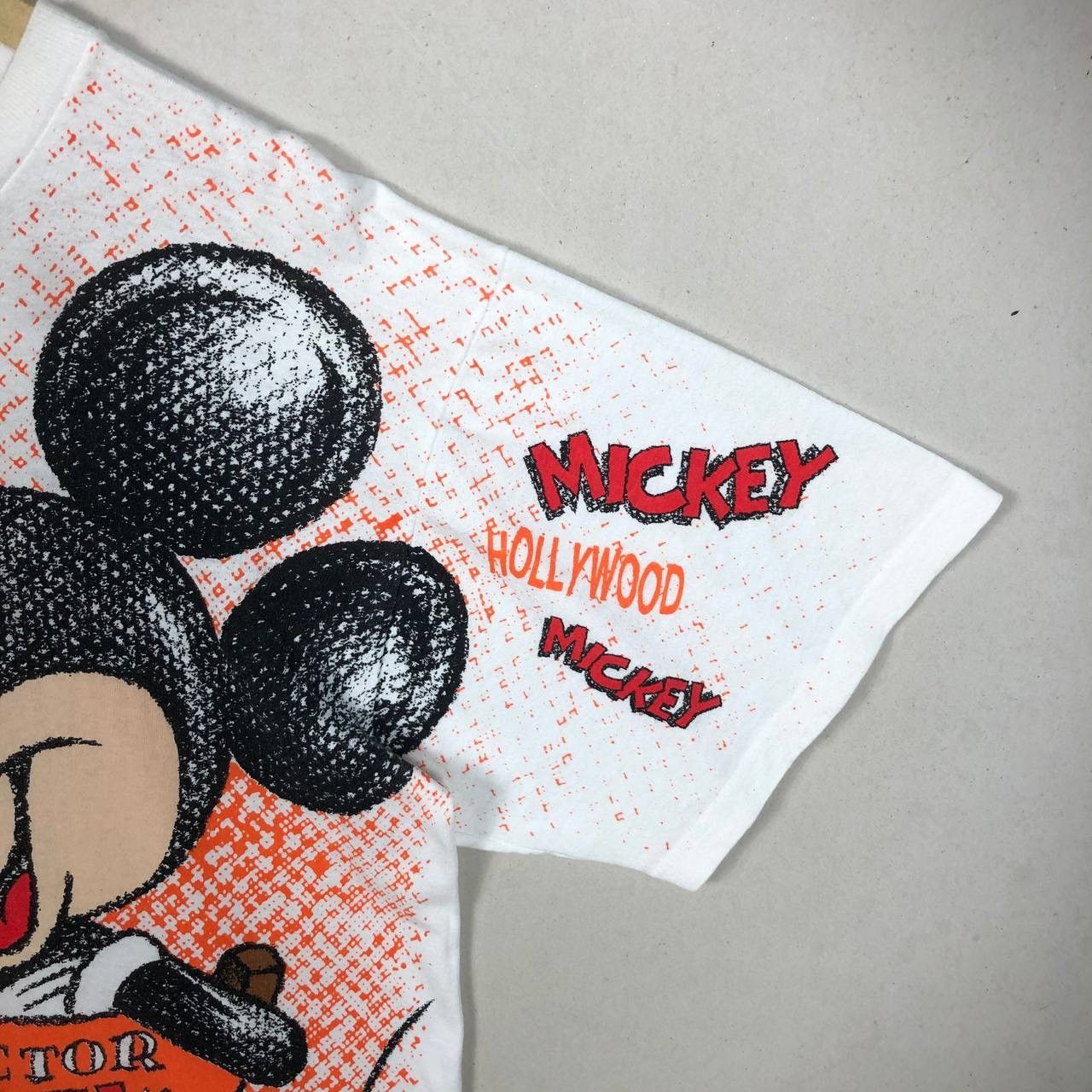 Disney × Mickey Mouse × Vintage Vintage 90s Mickey Mouse Hollywood Disney Overprinted Tshirt Size US L / EU 52-54 / 3 - 4 Thumbnail
