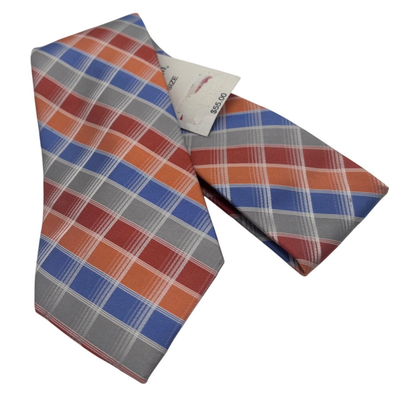 Perry Ellis Perry Ellis Portfolio Plaid Silk Necktie, Orange, OS Size ONE SIZE - 1 Thumbnail