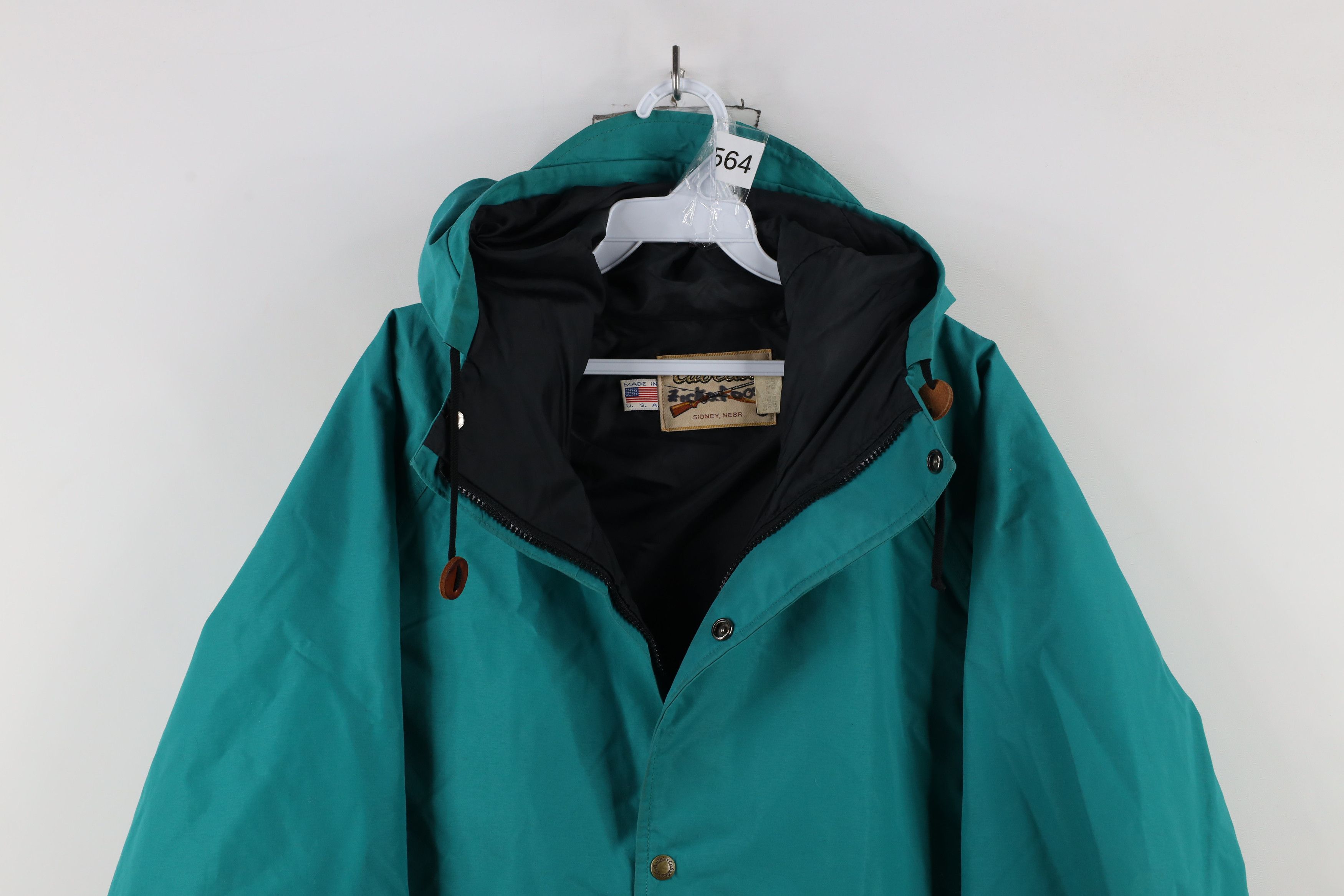 Cabelas × Vintage Vintage 80s 90s Cabelas Hooded Rain Jacket Teal USA Size US M / EU 48-50 / 2 - 2 Thumbnail