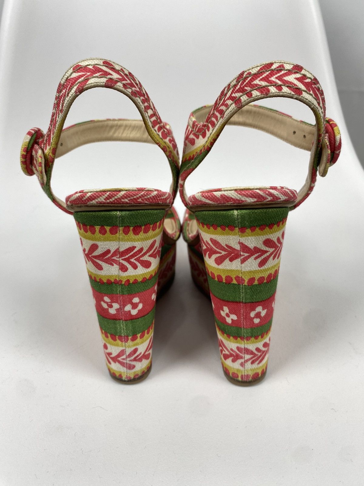 Prada Prada Platform Sandals Cloth Wedges Printed size 38 Size US 8 / IT 38 - 4 Thumbnail