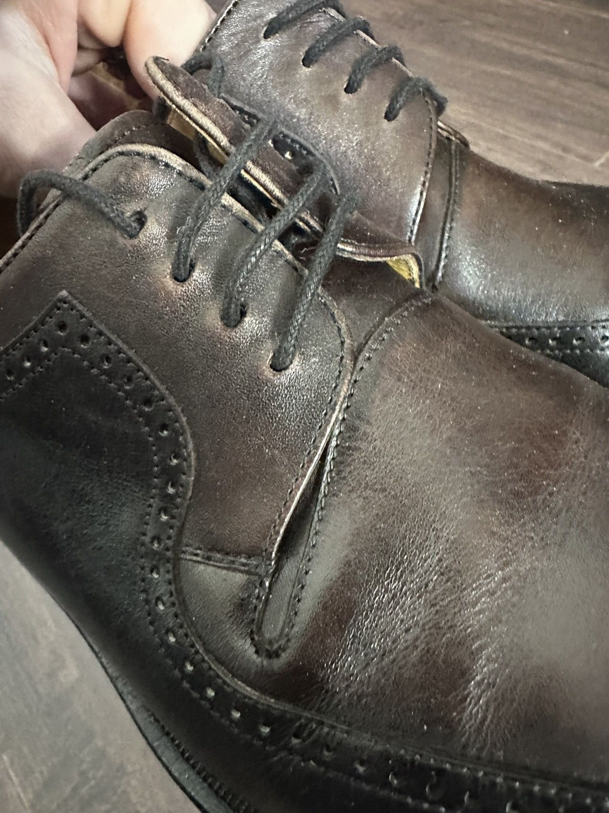 Mezlan Brown/Black Leather Spanish Brogues Derbies Dress Shoes Size US 8.5 / EU 41-42 - 8 Thumbnail