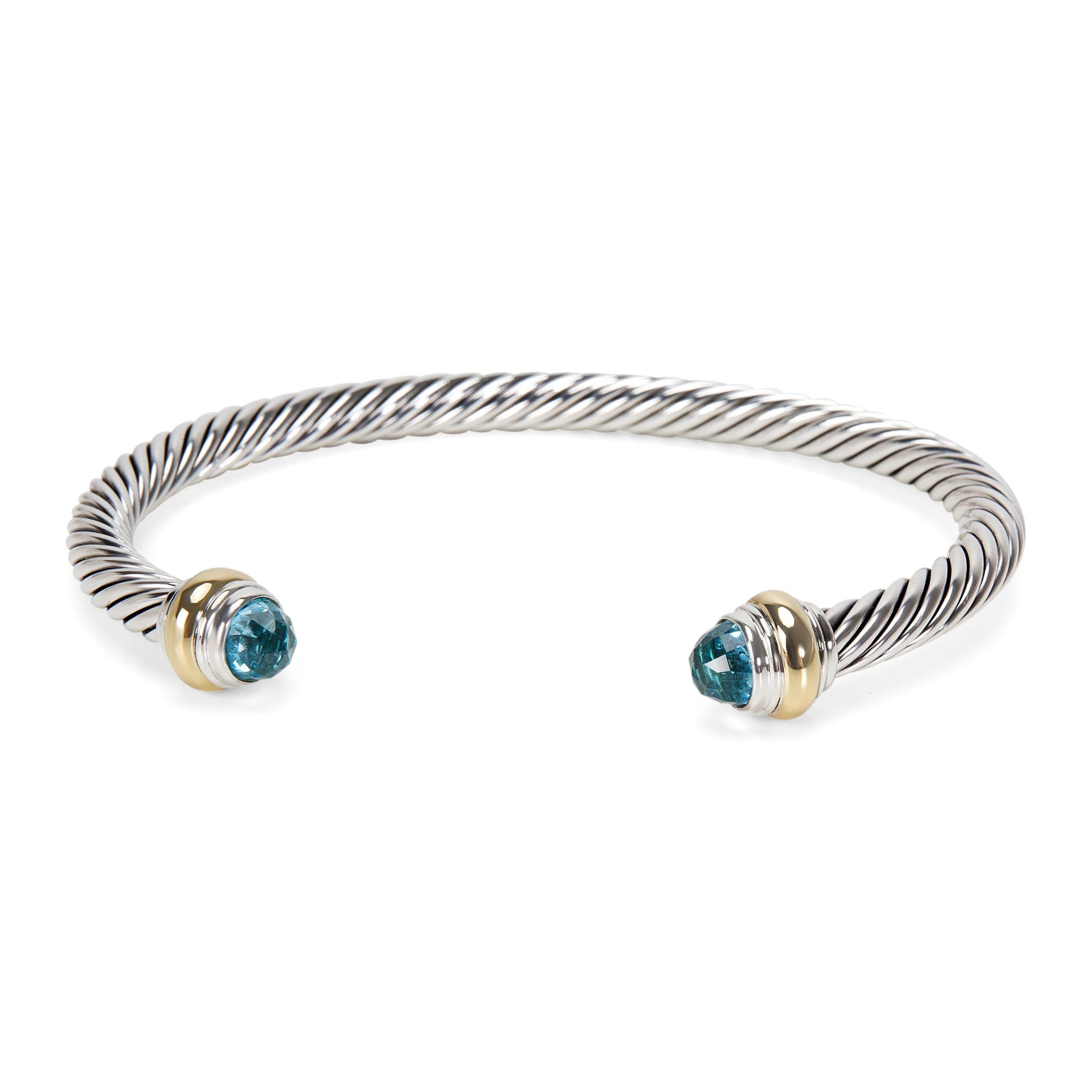 David Yurman Cable Classic Bracelet with Blue Topaz and 14K Gold, 5mm