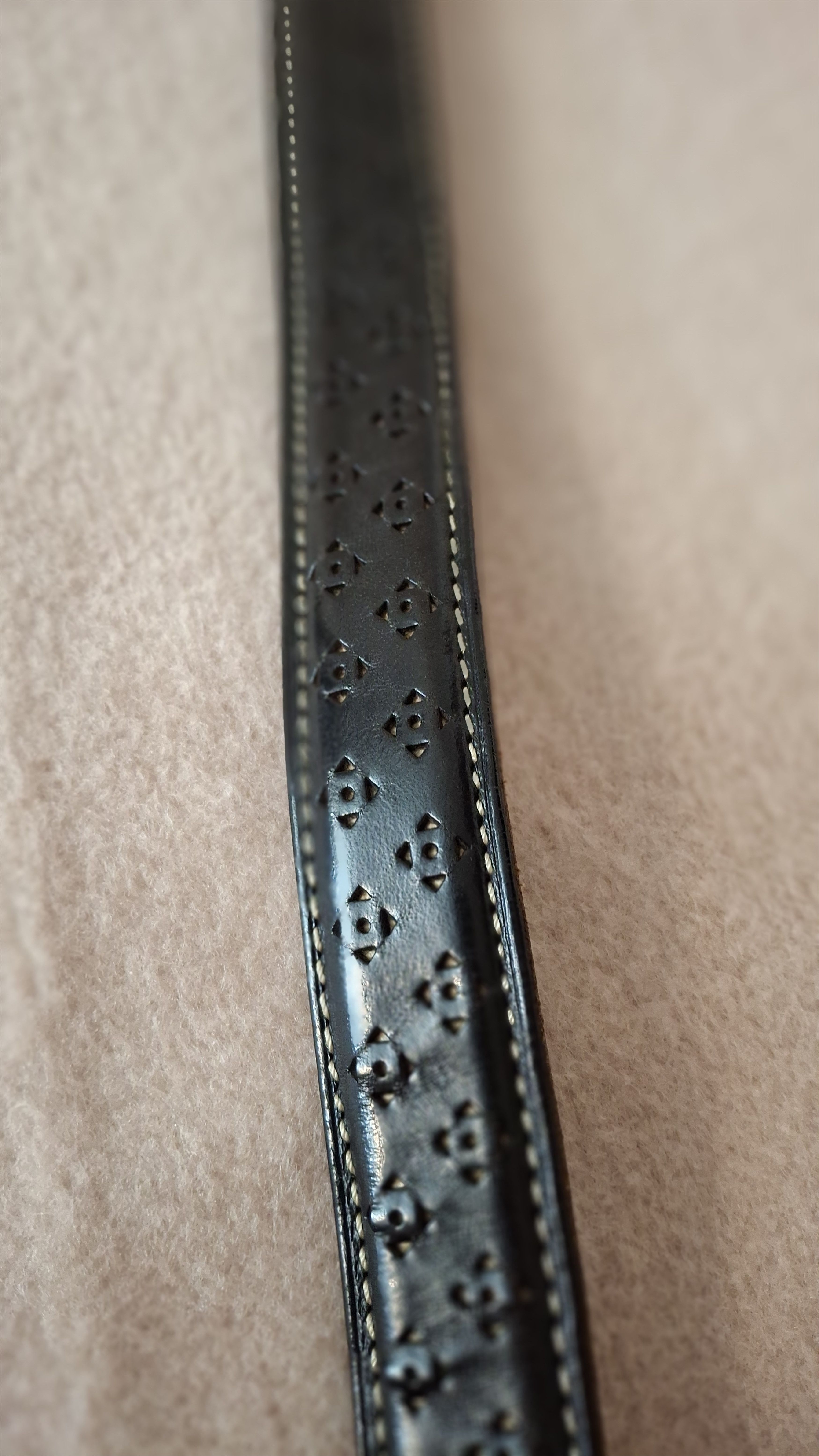 Felisi Embossed Black Leather Belt – Felisi Made in Italy Size 38 - 4 Thumbnail