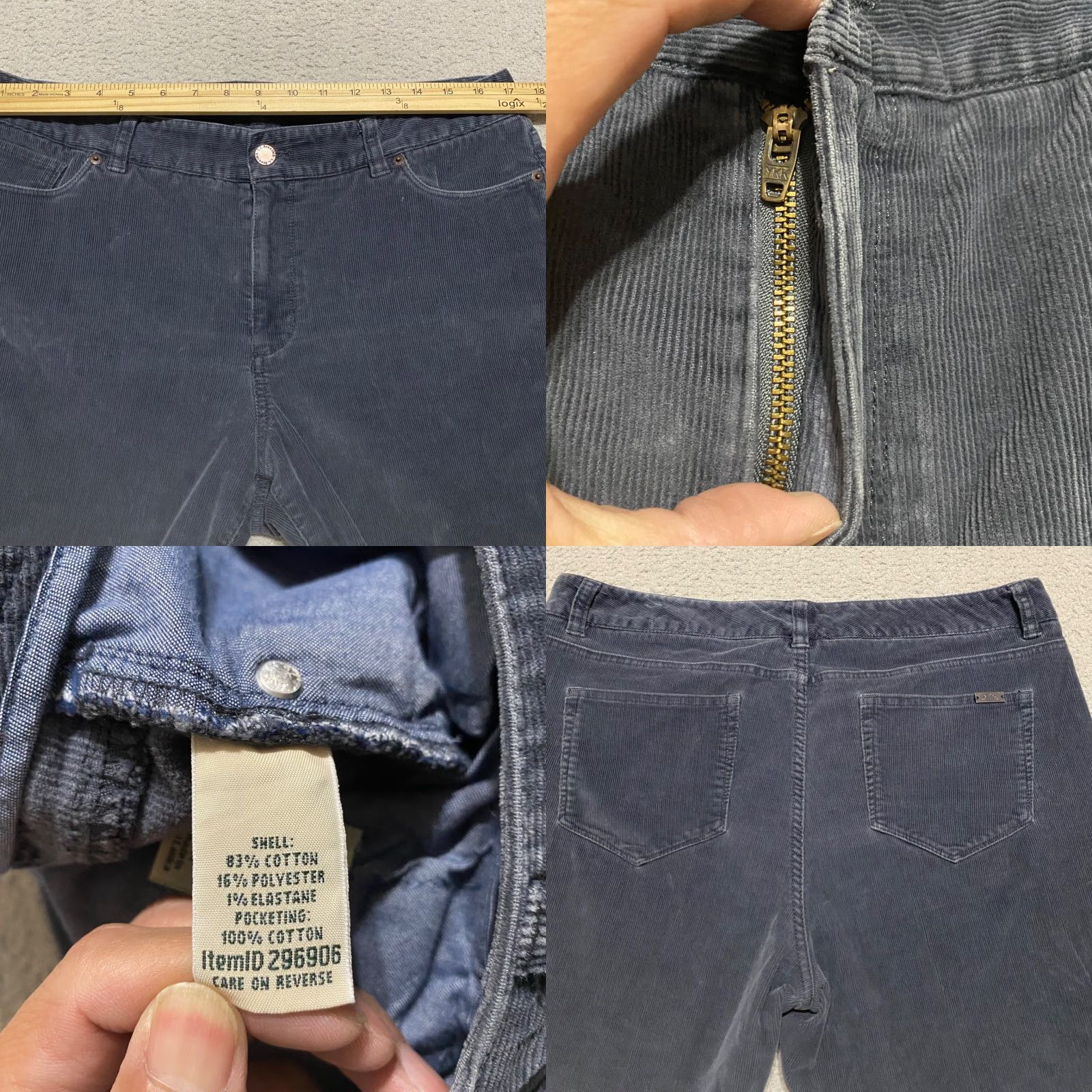 Vintage L.L Bean Jeans Womens 14P Petites Gray Corduroy Straight Leg High Rise Size 24" / US 00 / IT 34 - 8 Thumbnail