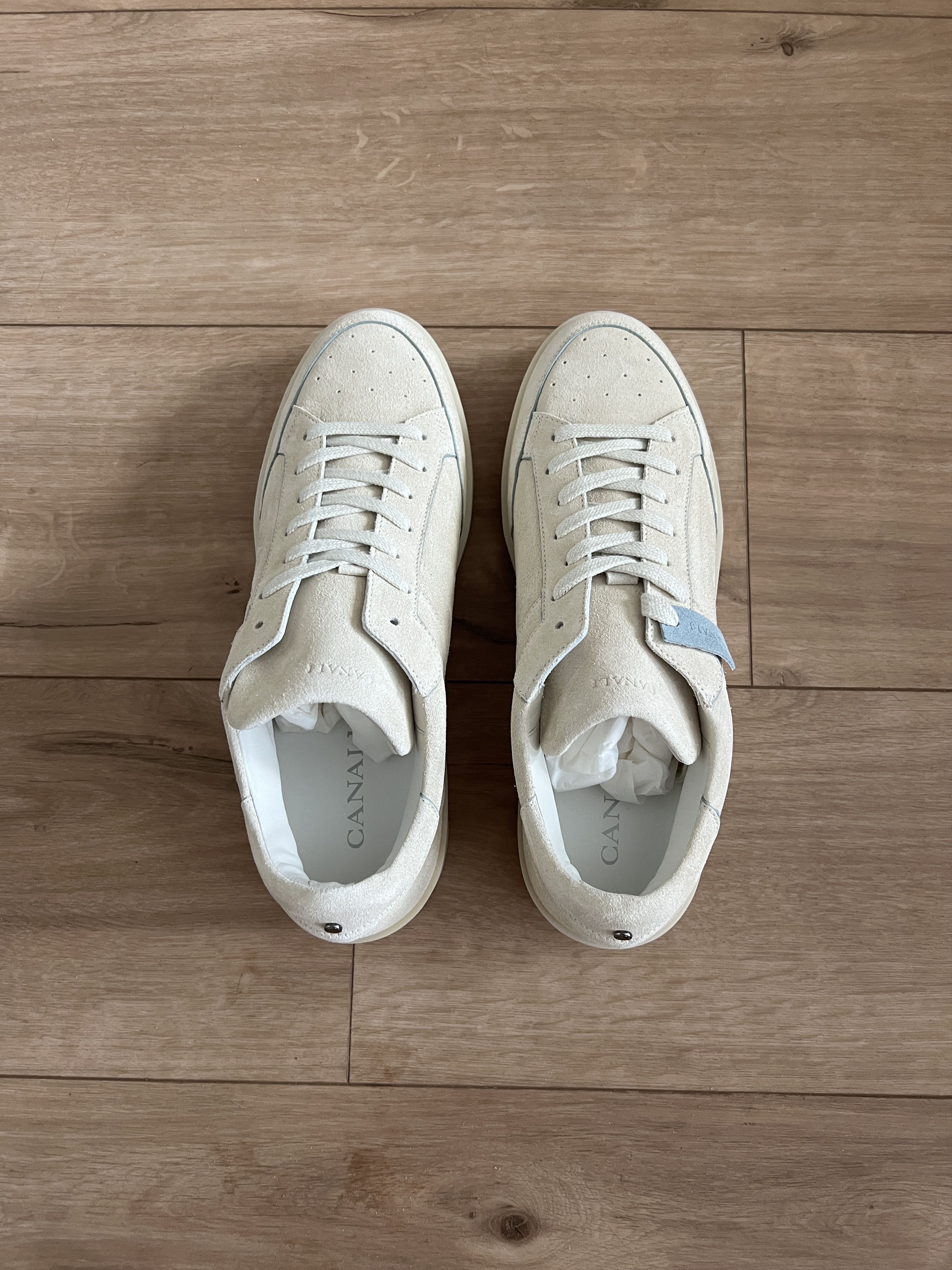 Canali NWT Canali Ivory Suede Designer Sneakers Ribbed Sole Size US 10 / EU 43 - 3 Thumbnail