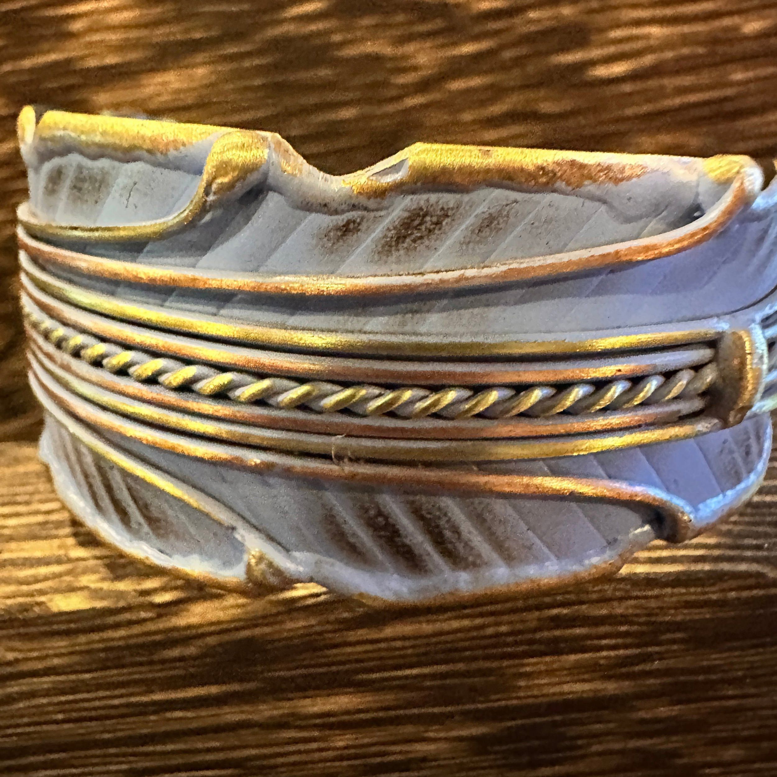 Other Patina Green Leaf Cuff Bracelet - 2in Wide Adjustable Brass Size ONE SIZE - 2 Thumbnail