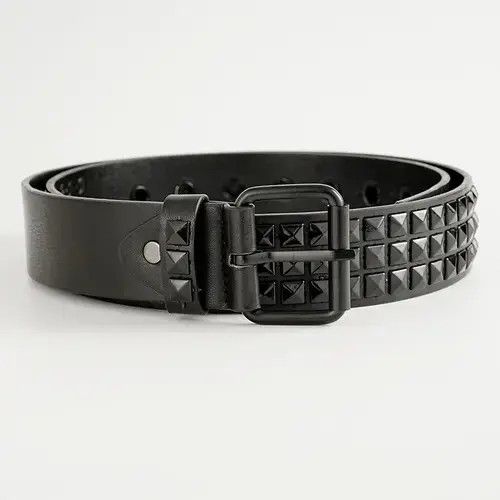 Hypebeast × Leather Belts All Black Leather Rivet Belt Size ONE SIZE - 2 Thumbnail