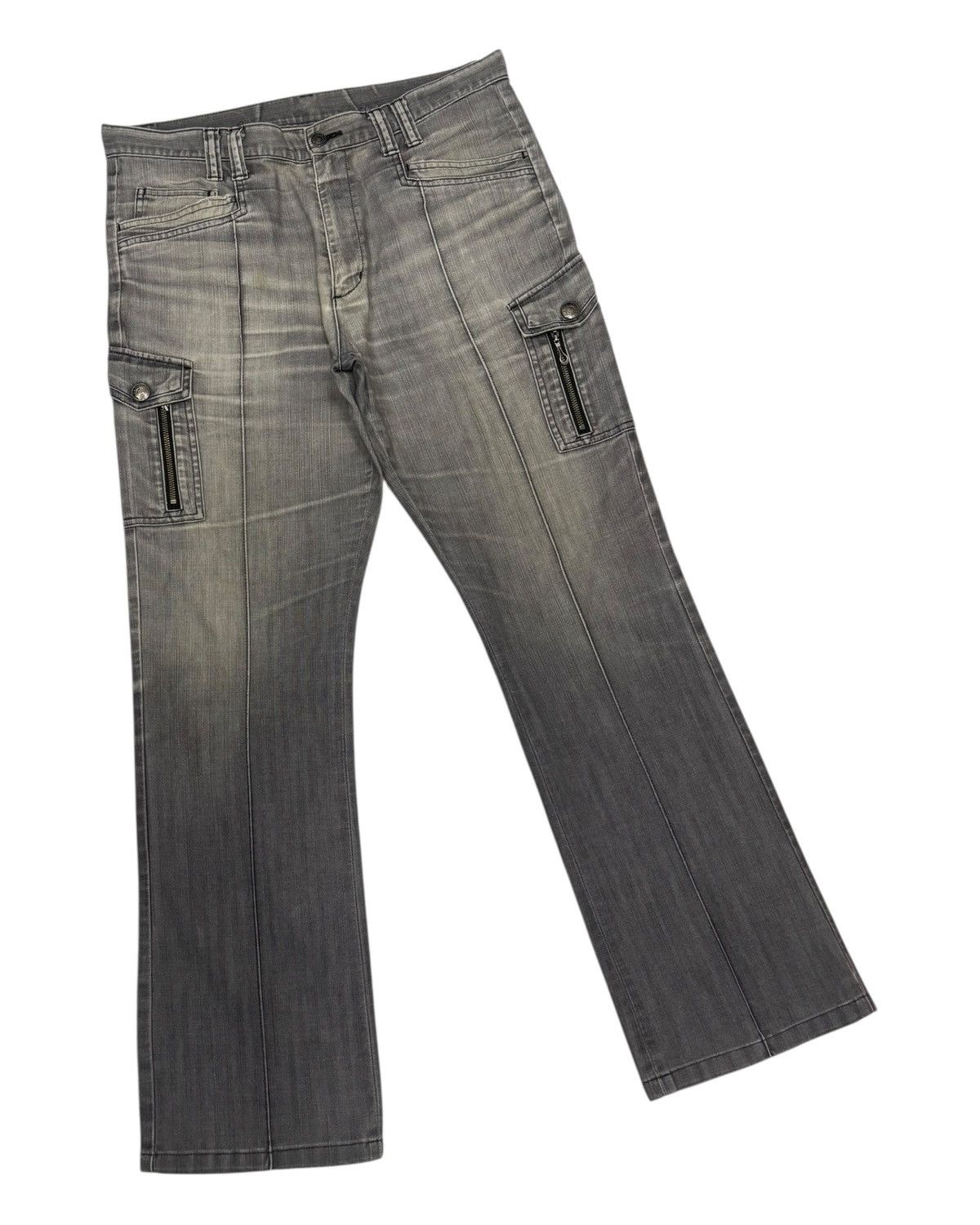 Tete Homme Vintage Japanese Brand Male & Co Faded Gray Flare Cargo Pant Size US 35 - 3 Thumbnail