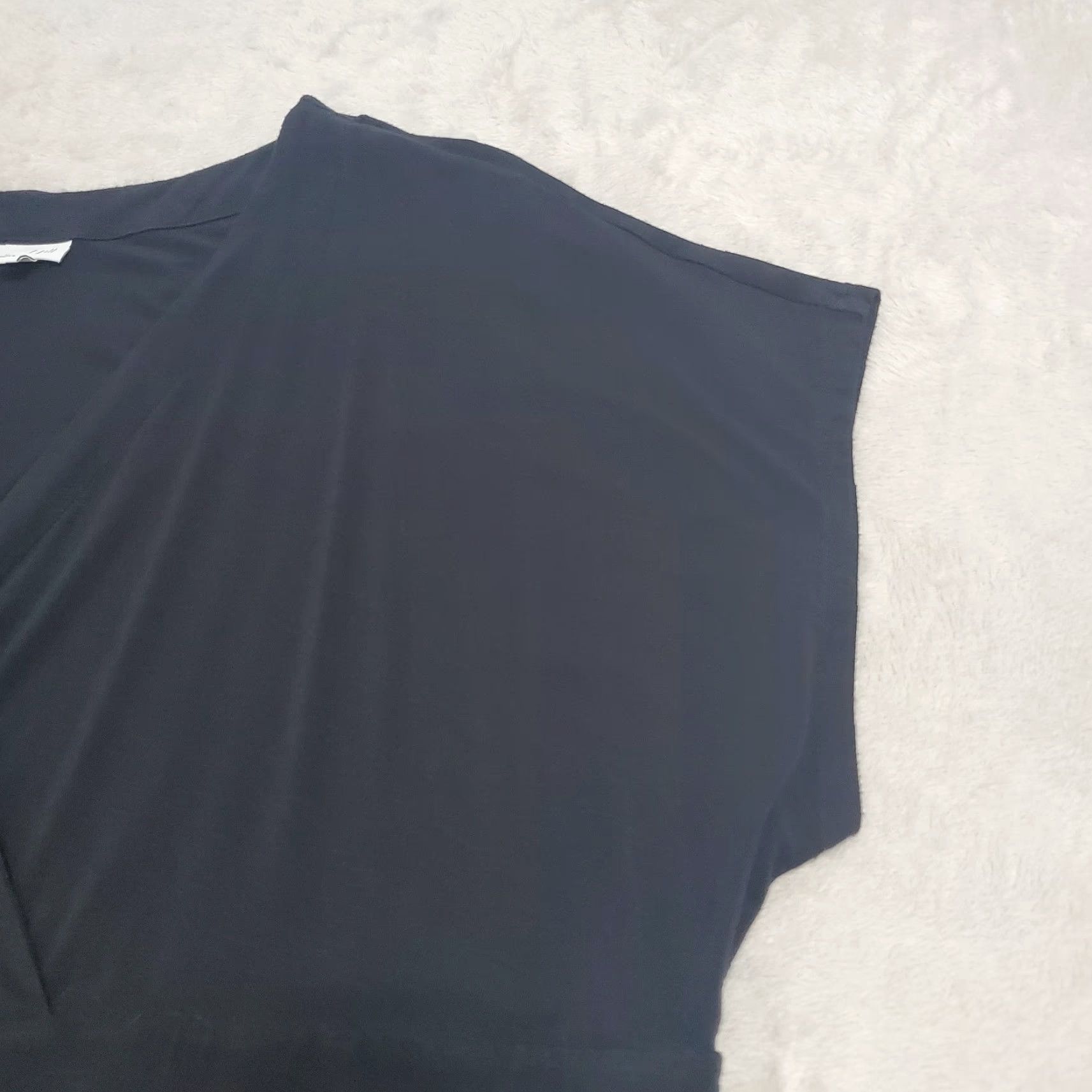 J. Jill J Jill Dress Plus Size 4X Black Short Sleeve Surplice Wrap Rayon Blend Stretch Size 40" / US 18 - 7 Thumbnail