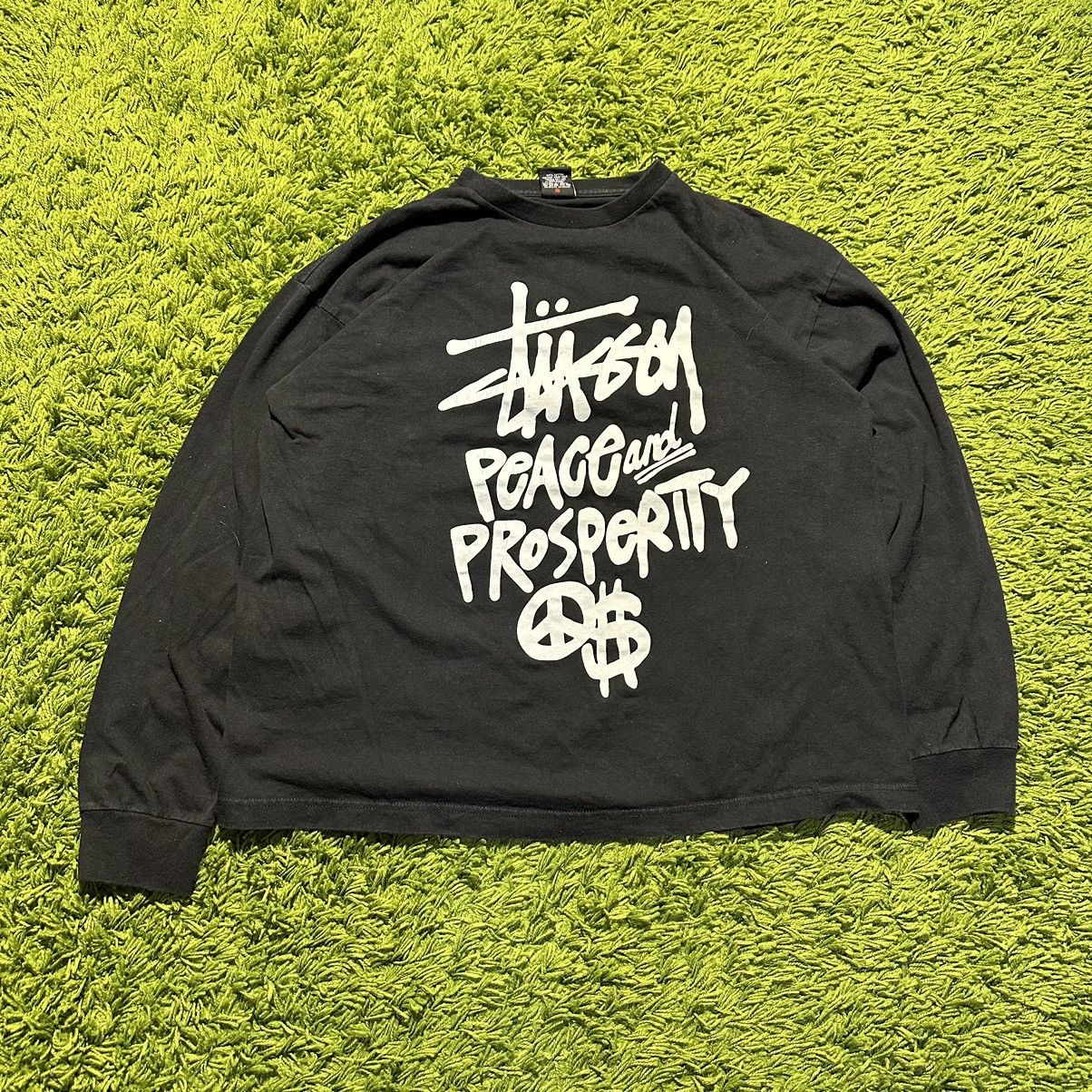 Stussy × Vintage Stussy Peace Love And Prosperity black long Sleeve tee Size US L / EU 52-54 / 3 - 2 Thumbnail