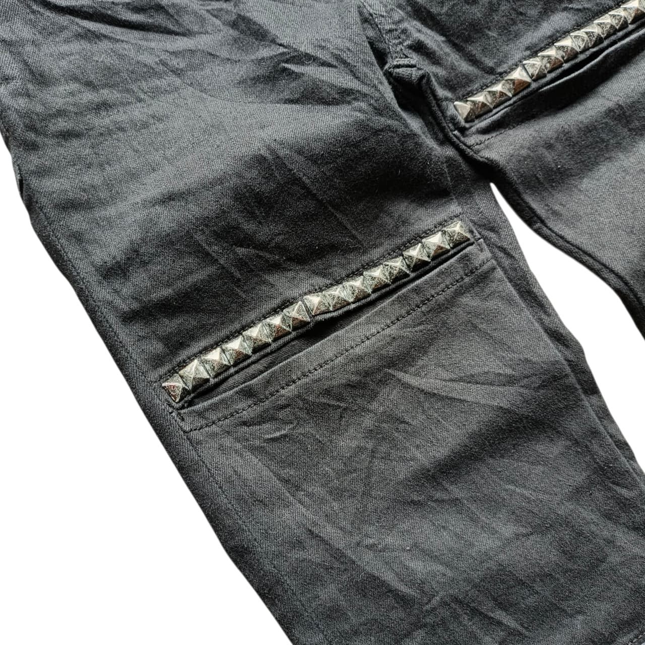 Hysteric Glamour Hysteric Glamour Distressed Zipper Studded Black Biker Jeans Size 23" - 5 Thumbnail