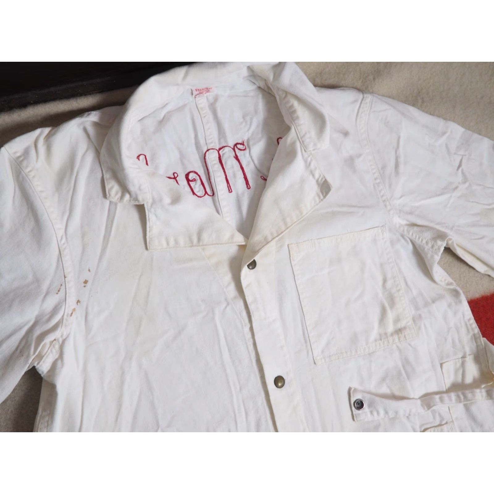Vintage VTG Standard Seattle White Canvas Chore Coat L Mens Seminar Snaps Chainstitch Jacket Size US L / EU 52-54 / 3 - 4 Thumbnail