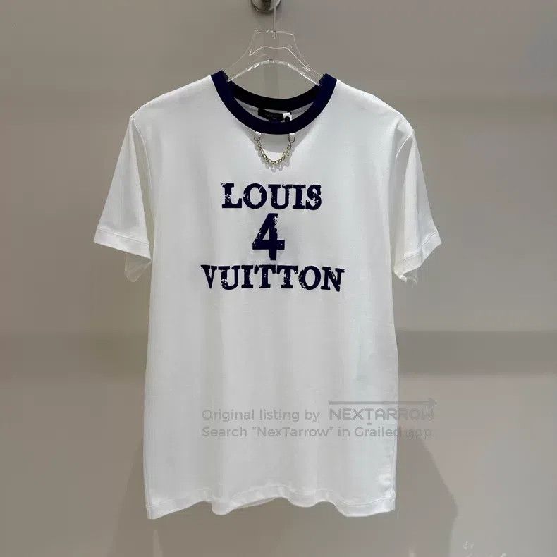 Louis Vuitton Louis Vuitton White chain flocked printed T-shirt Size US L / EU 52-54 / 3 - 1 Thumbnail