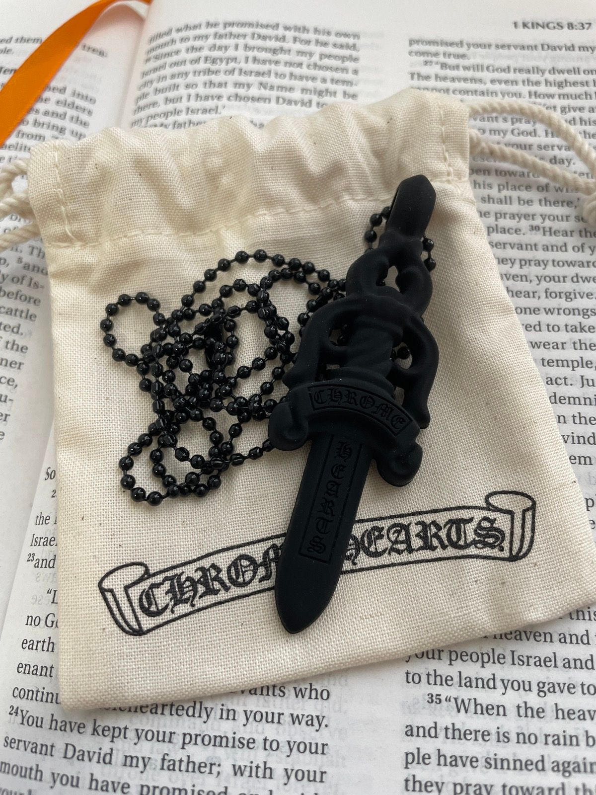 Pre-owned Chrome Hearts Silicone Dagger Necklace In Black