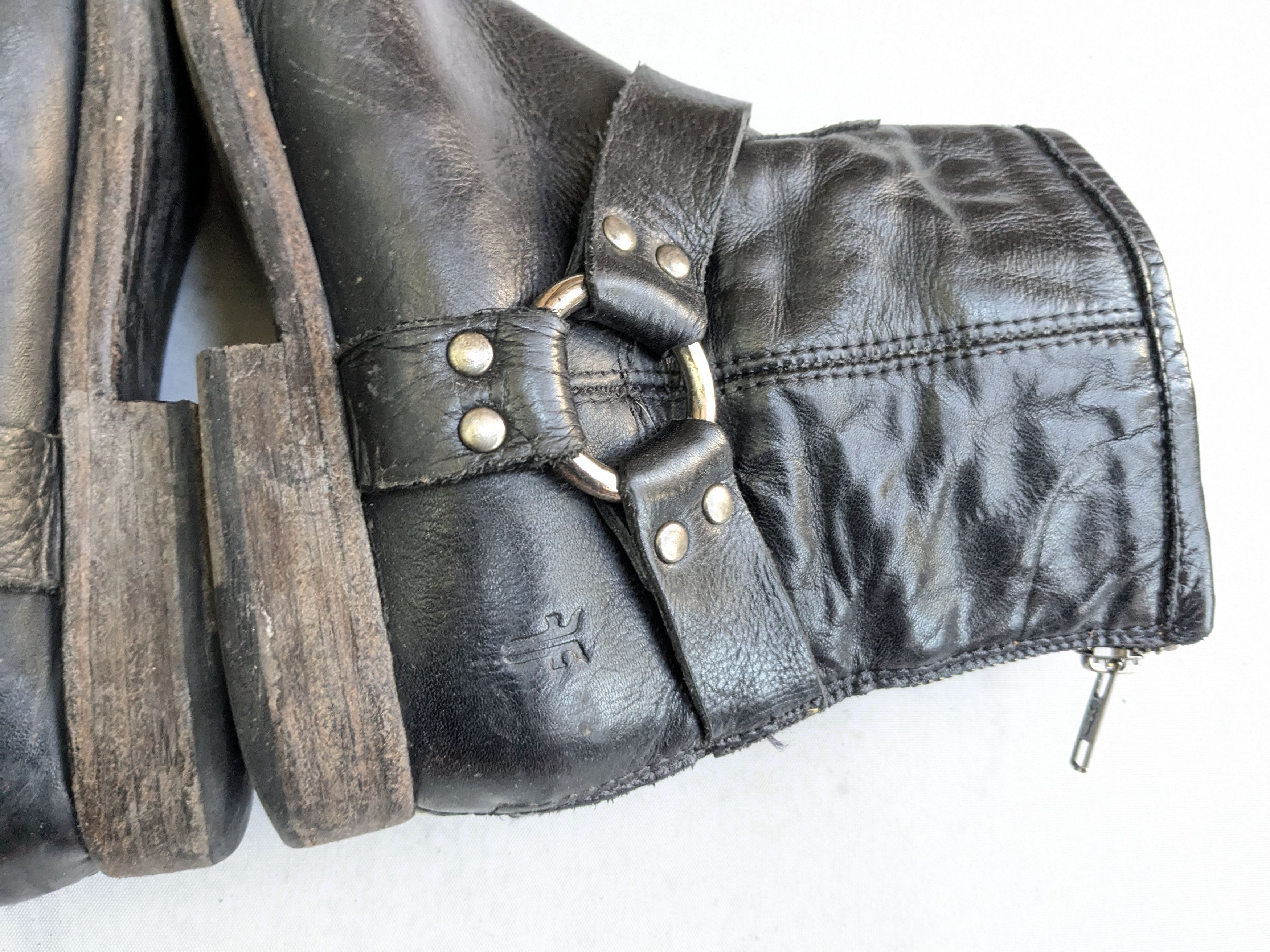 Frye Frye Harness Boots Black 7.5 D Back Zip Straps Size US 7.5 / EU 40-41 - 12 Thumbnail