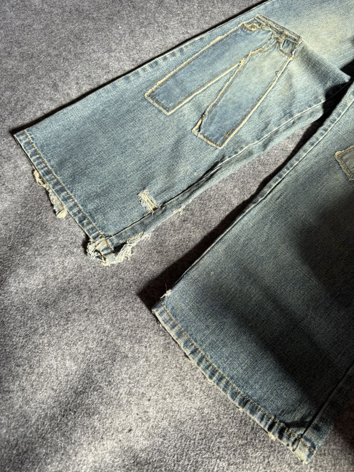 Beauty Beast × Japanese Brand Ignition Trompe L’oeil Pants On Pants Patched Denim Jeans Size US 27 - 11 Thumbnail