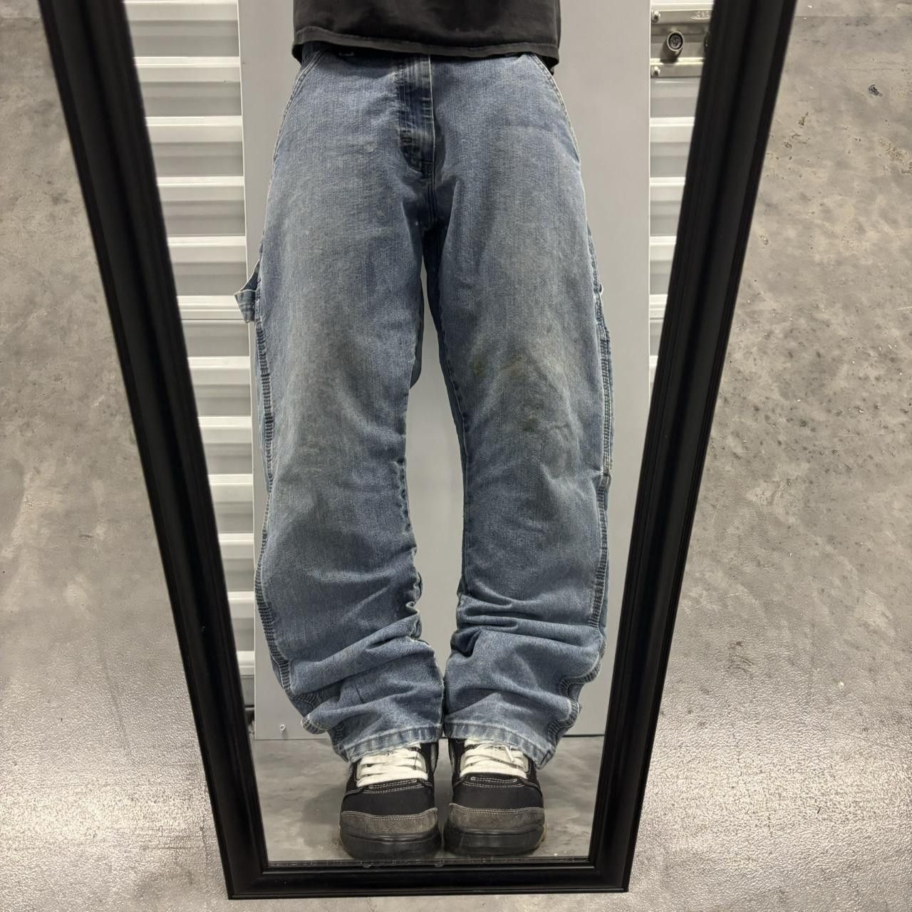 Japanese Brand × Vintage Crazy Vintage Y2K/2000s Grunge Medium Wash Distressed Skater Carpenter Denim Jeans! Size US 32 / EU 48 - 1 Thumbnail