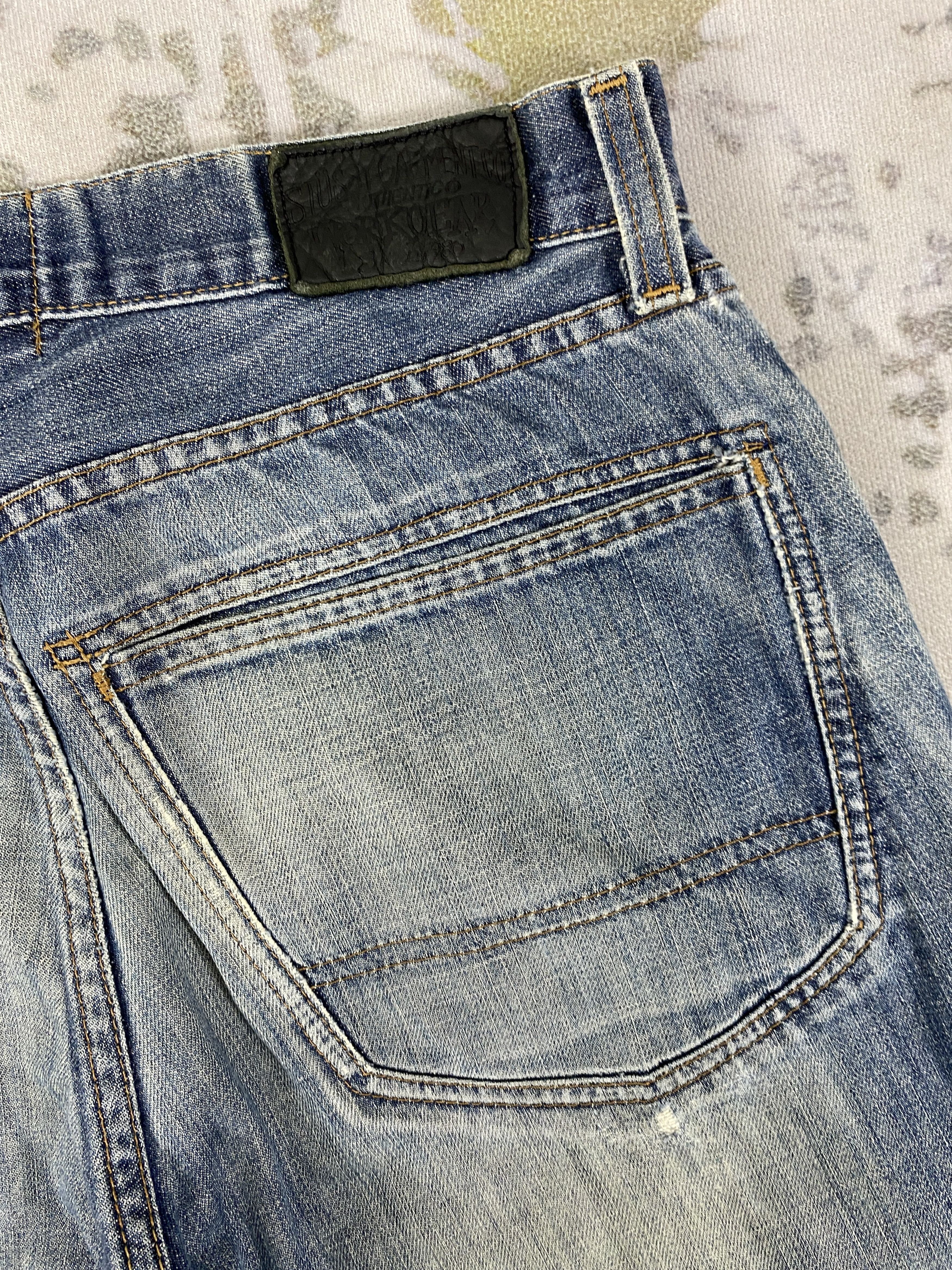 If Six Was Nine Distressed Blue Vintage Stussy Jeans 34x31.5 Denim- JN3555 Size US 34 / EU 50 - 9 Thumbnail