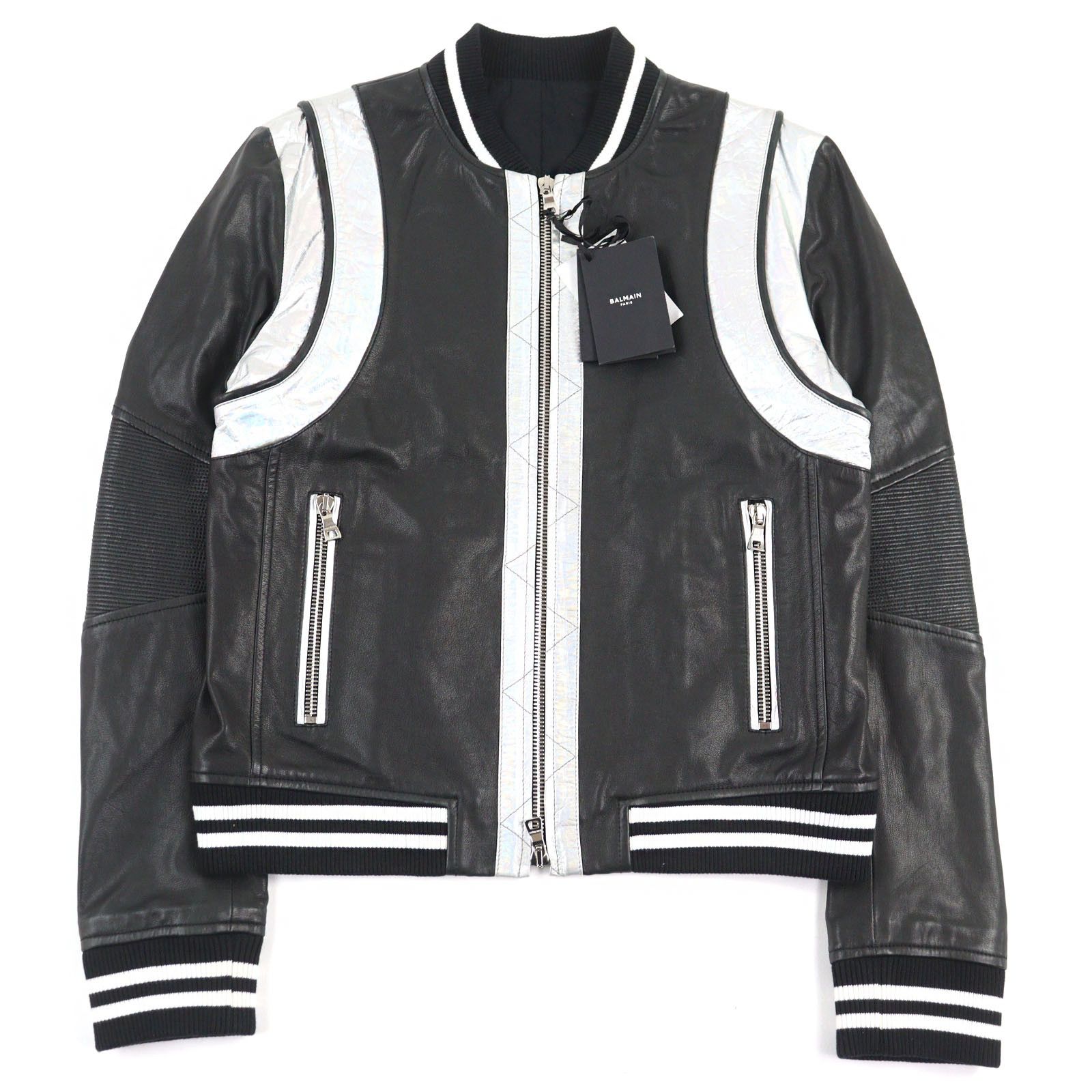 Other Other Balmain Bomber Jacket Lambskin Varsity Jacket Leather Outerwear Size ONE SIZE - 1 Thumbnail