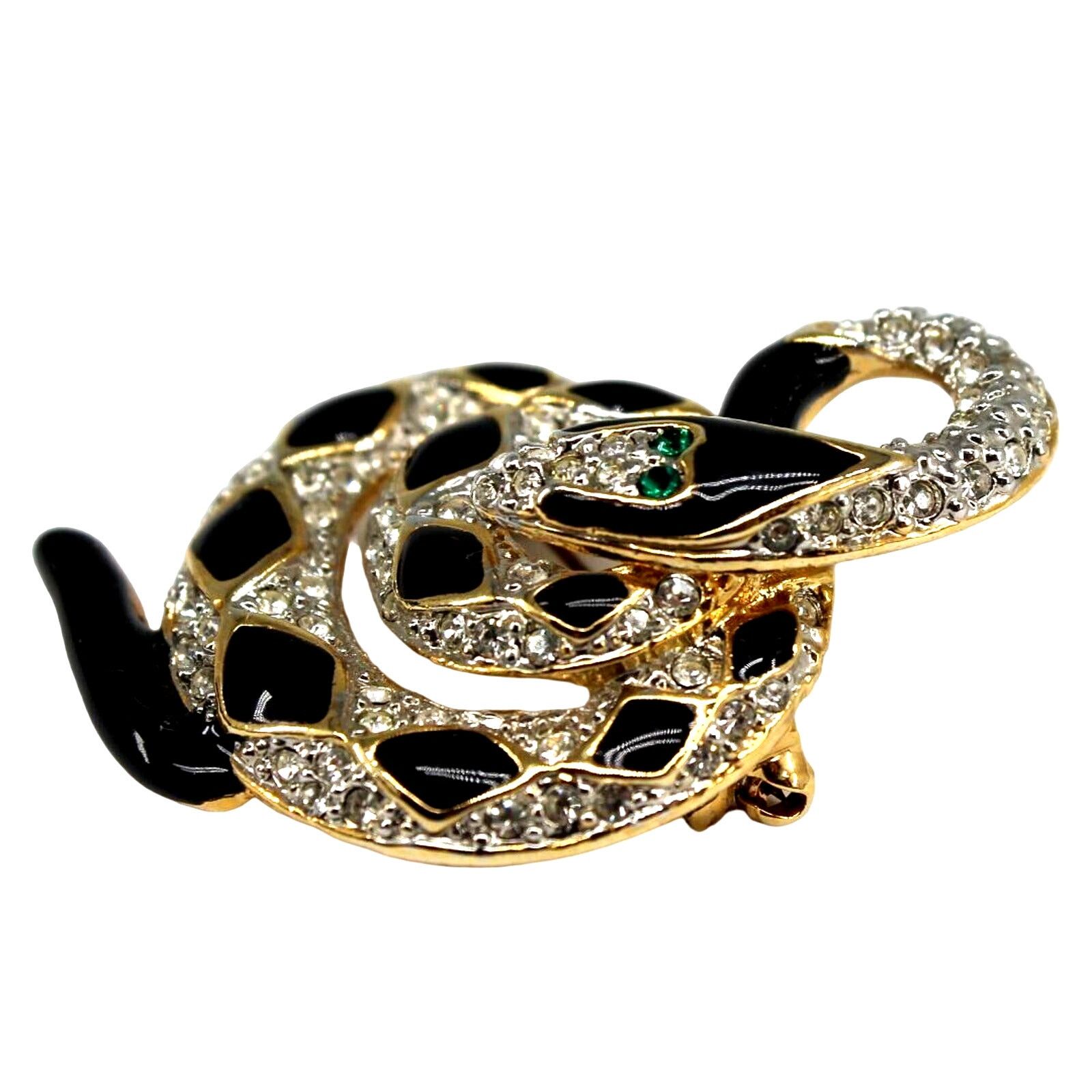 Other Spectacular Snake Brooch • Pave Set Stones •Black Enamel •2" Size ONE SIZE - 2 Thumbnail