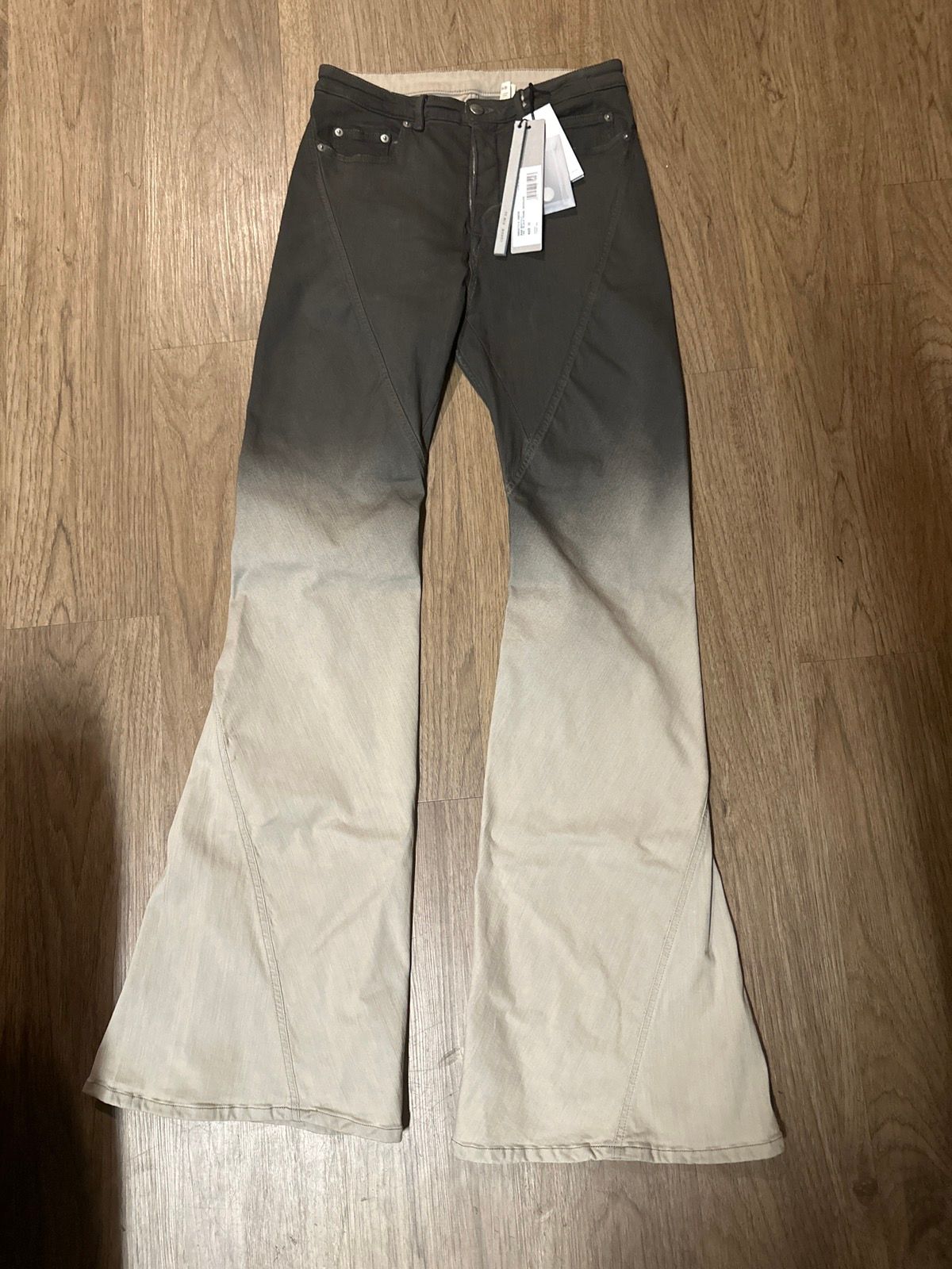 Pre-owned Rick Owens X Rick Owens Drkshdw Bias Bootcut Bolan Flared Degrade Ombre Denim In Black