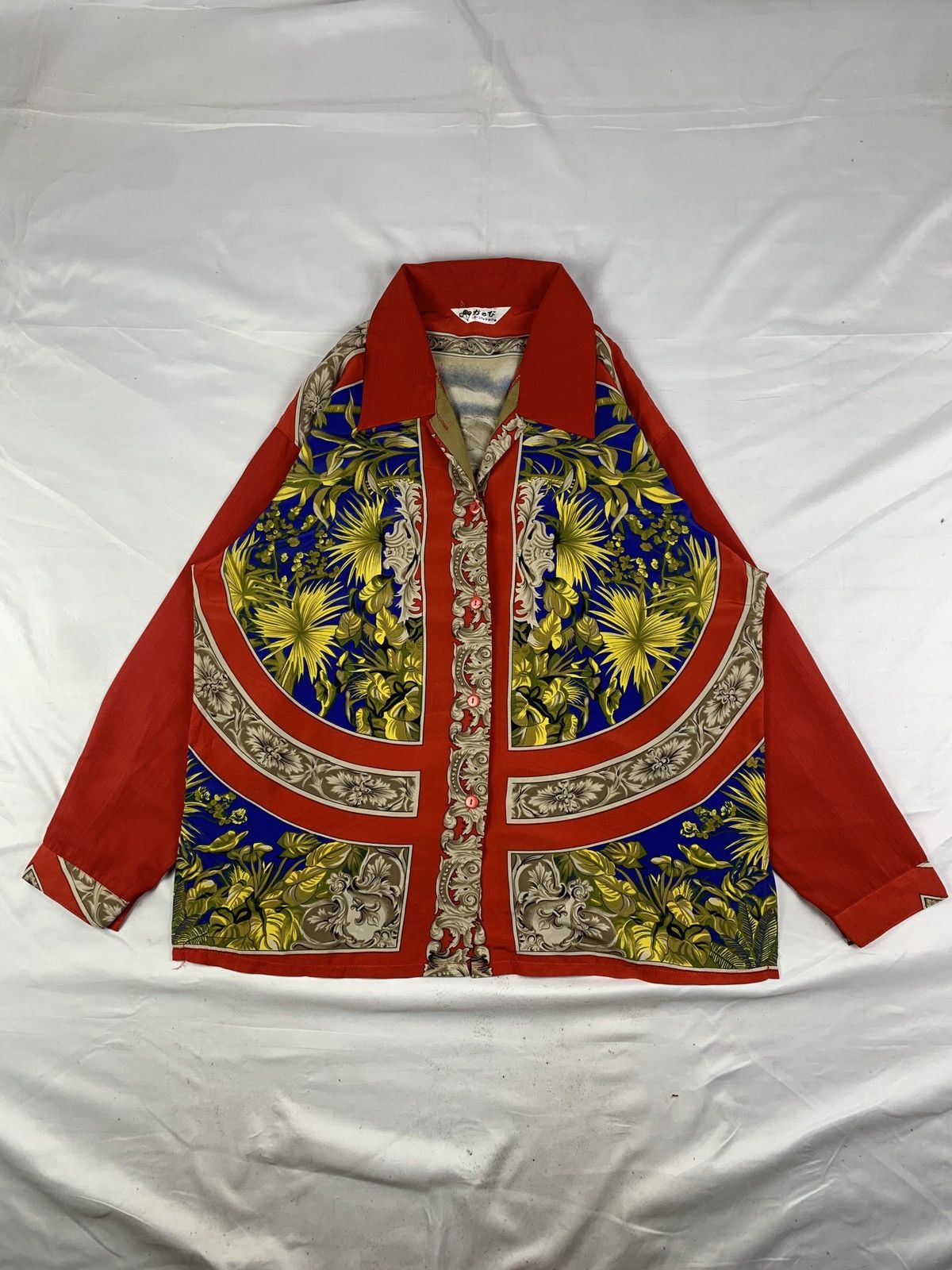 Japanese Brand 1990s Kanobi Japan Flower Elephant Art Graphic Silk Shirt Size M / US 6-8 / IT 42-44 - 1 Thumbnail
