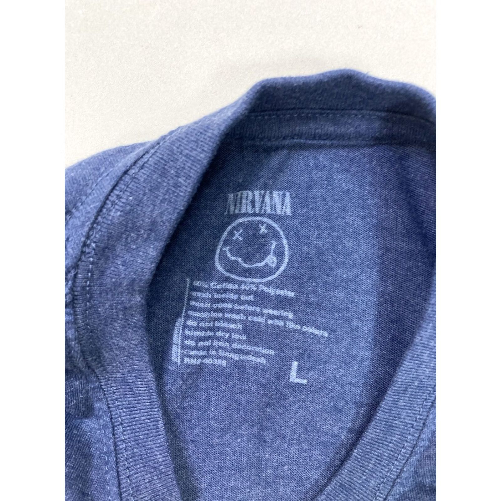 Vintage Nirvana T-Shirt Men Large Blue Short Sleeve Graphic Print Crew Neck 100% Authentic Logo Band Music Size US L / EU 52-54 / 3 - 4 Thumbnail