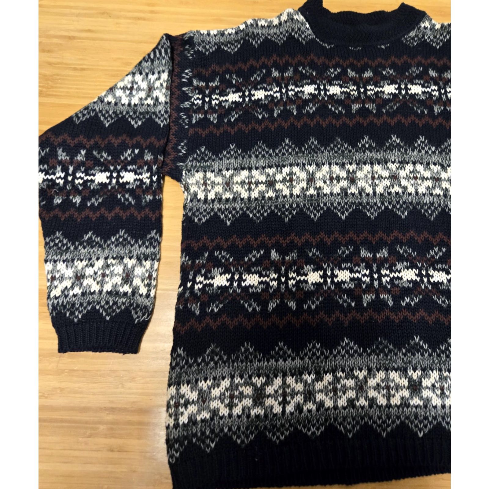 Vintage VINTAGE County Seat Sweater Mens XL Blue Fair Isle Crewneck 90s Knit Pullover Size US XL / EU 56 / 4 - 3 Thumbnail