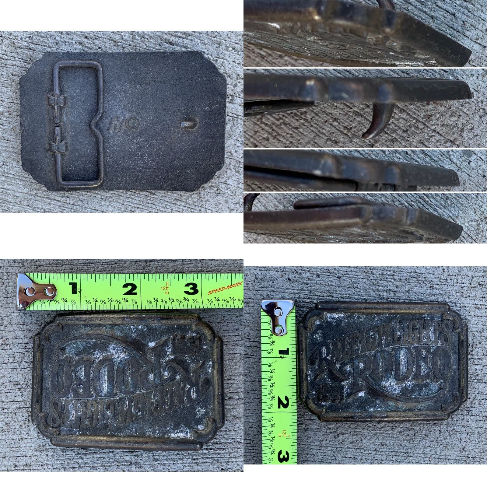Vintage VINTAGE Raleigh Lights Rodeo 1981 Belt Buckle RJ c Western Cowboycore Belt Buckle Mens Womens Adults Unisex Brass 1980s Rockabilly Size ONE SIZE - 8 Thumbnail