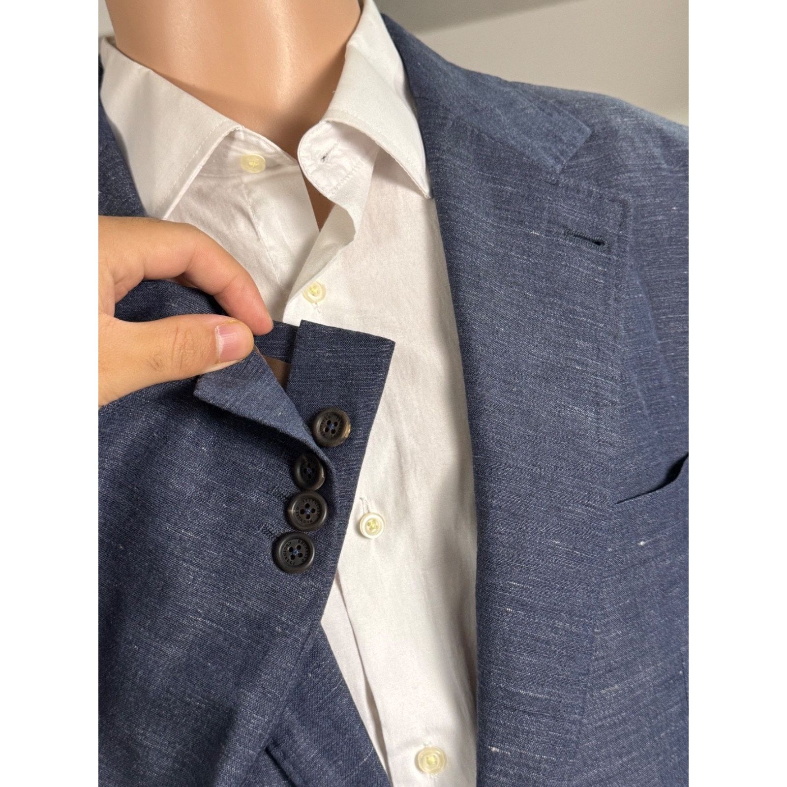 Brunello Cucinelli Brunello Cucinelli Linen Wool Blue Blazer Unstructured 44R Size 44R - 4 Thumbnail