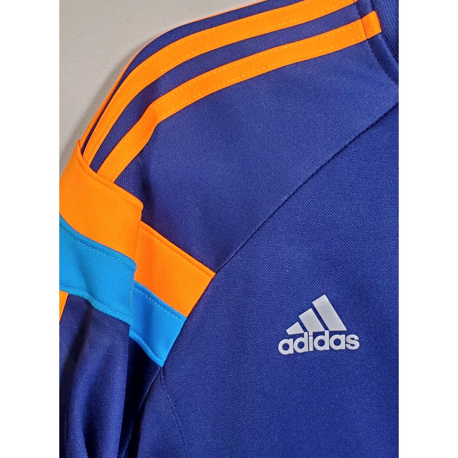 Adidas Adidas Track Jacket Climalite Boston Marathon 2014 Navy Blue Orange Stripes L Men's Heavyweight Full Zip Pockets Size US L / EU 52-54 / 3 - 6 Thumbnail