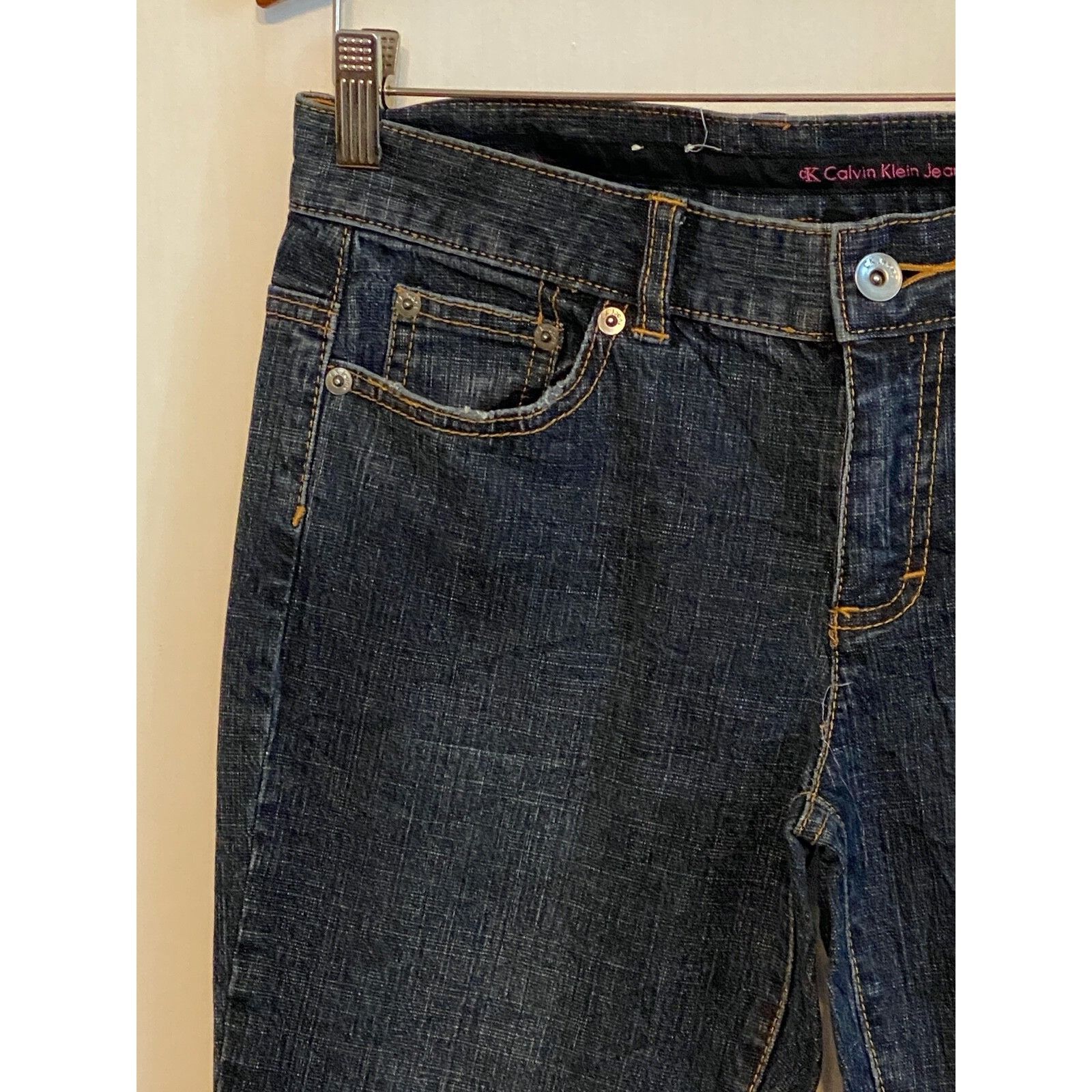 Calvin Klein CALVIN KLEIN Womens Boot Cut Dark Wash Blue Jeans light dist Size 29" - 2 Thumbnail