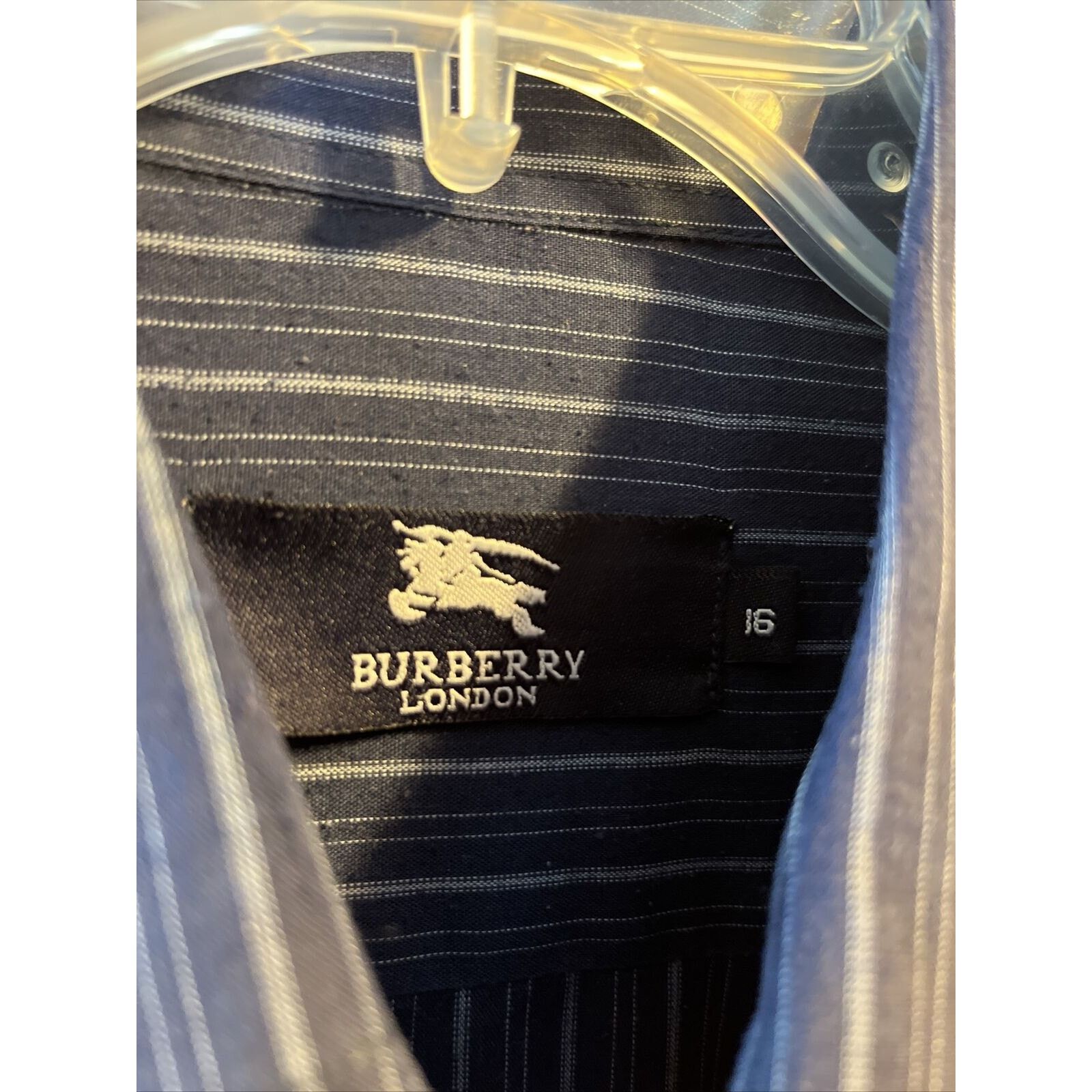 Burberry Burberry London Men’s 16 Blue Striped LS Button Cotton Shirt Size US L / EU 52-54 / 3 - 3 Thumbnail