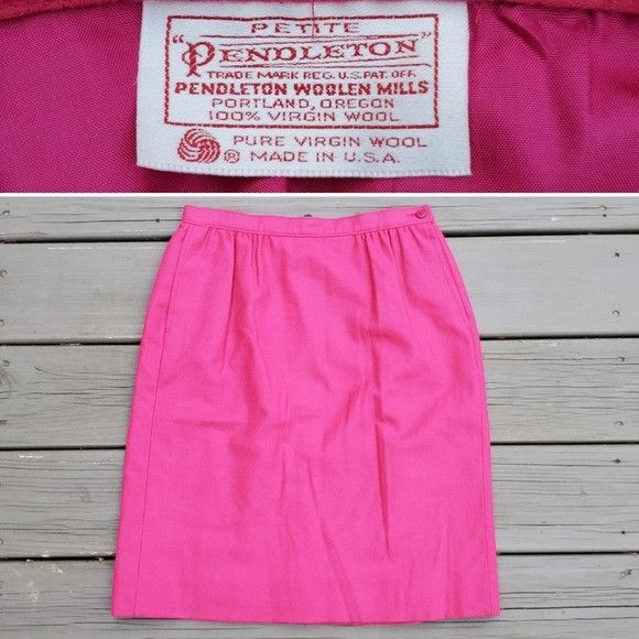 Pendleton × Vintage Vintage 80s Barbie Hot Pink Virgin Wool Preppy Acadamia Work Size 27" / US 4 / IT 40 - 1 Thumbnail