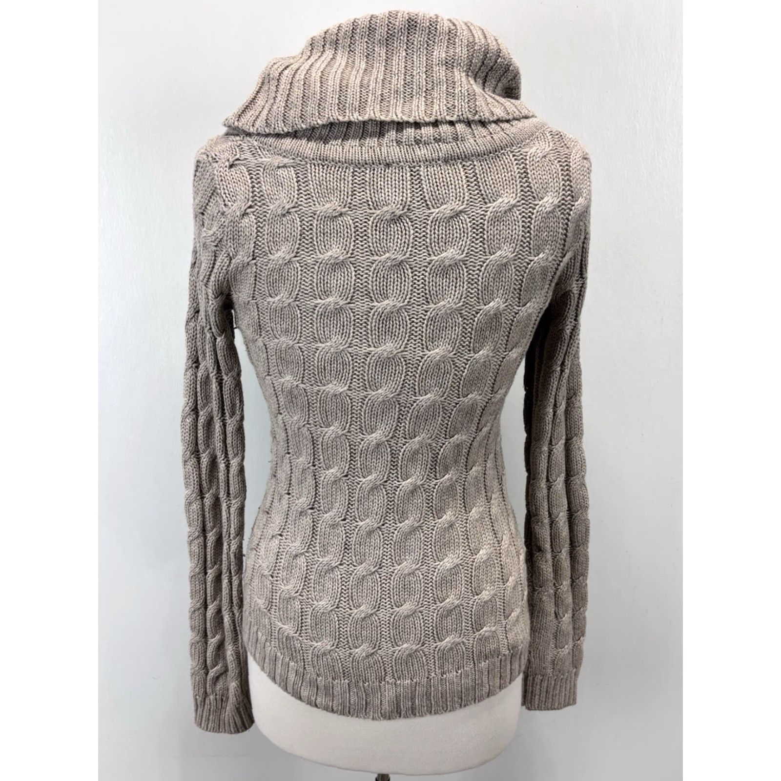 Vintage VINTAGE The Limited Angora Blend Sweater Women XS Brown Cowl Neck Cable Knit 90s Preppy Pullover Womens Size XS / US 0-2 / IT 36-38 - 3 Thumbnail