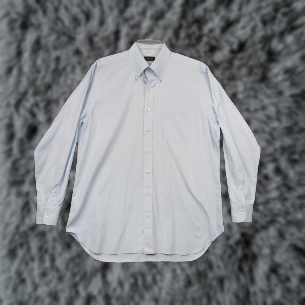 Vintage VINTAGE SHAIA'S Dress Shirt Men’s 16-32 Blue Classic Fit Dress Shirt Mens Regular 16.5 32 in Solid Button Down USA Size 46R - 1 Thumbnail