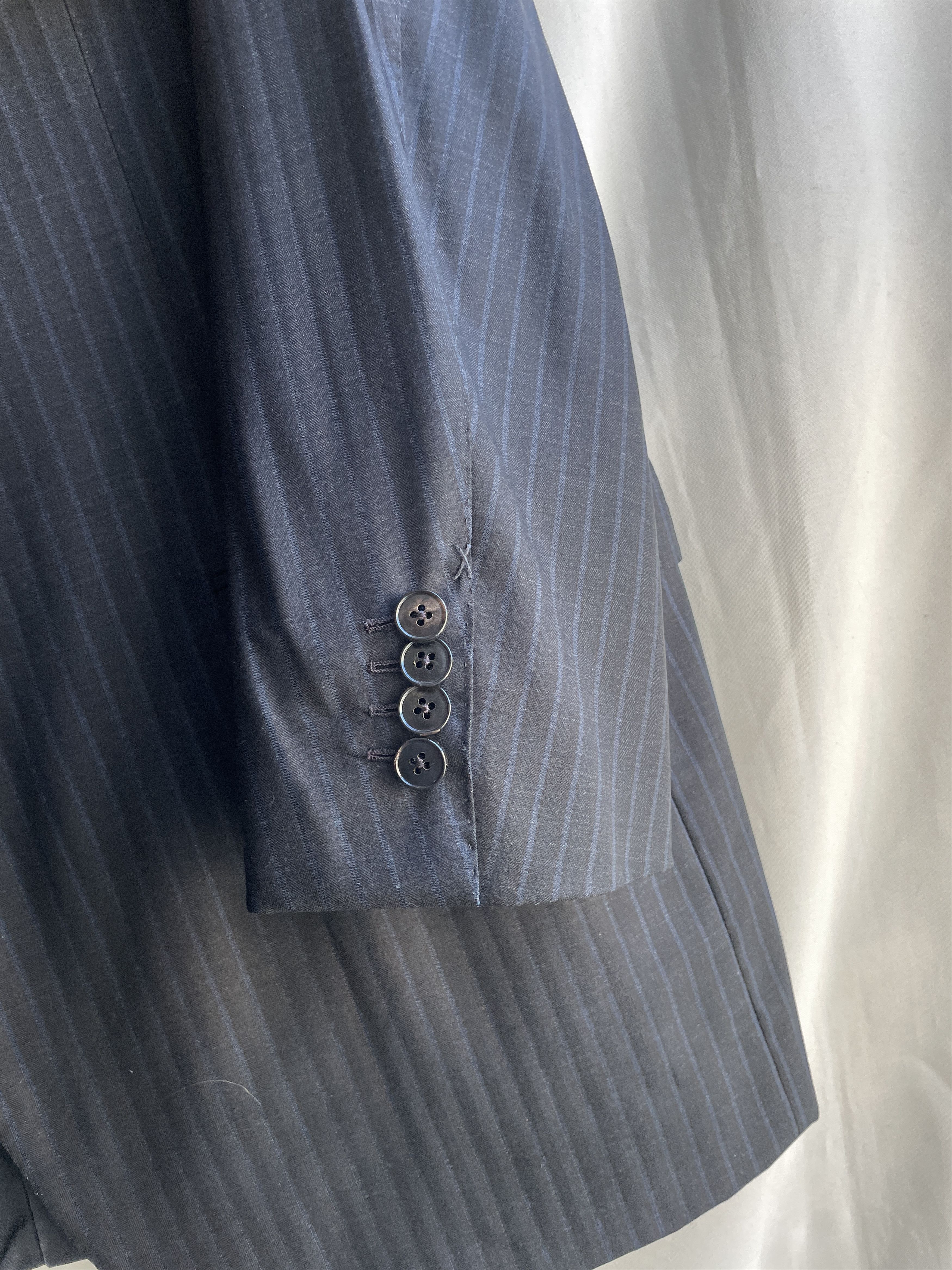 Ermenegildo Zegna Ermenegildo Zegna Couture Striped Navy Wool Suit Jacket Size 46R - 7 Thumbnail